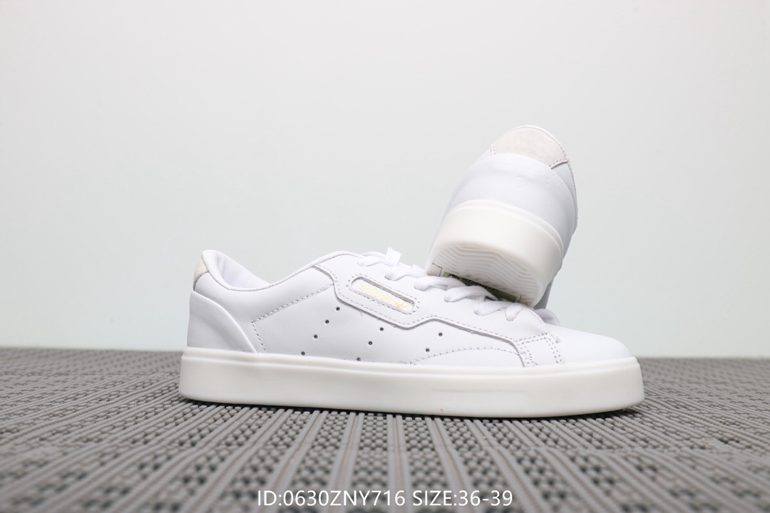 105阿迪达斯Adidas Sleek W 杨幂同款 低帮休闲小白鞋
