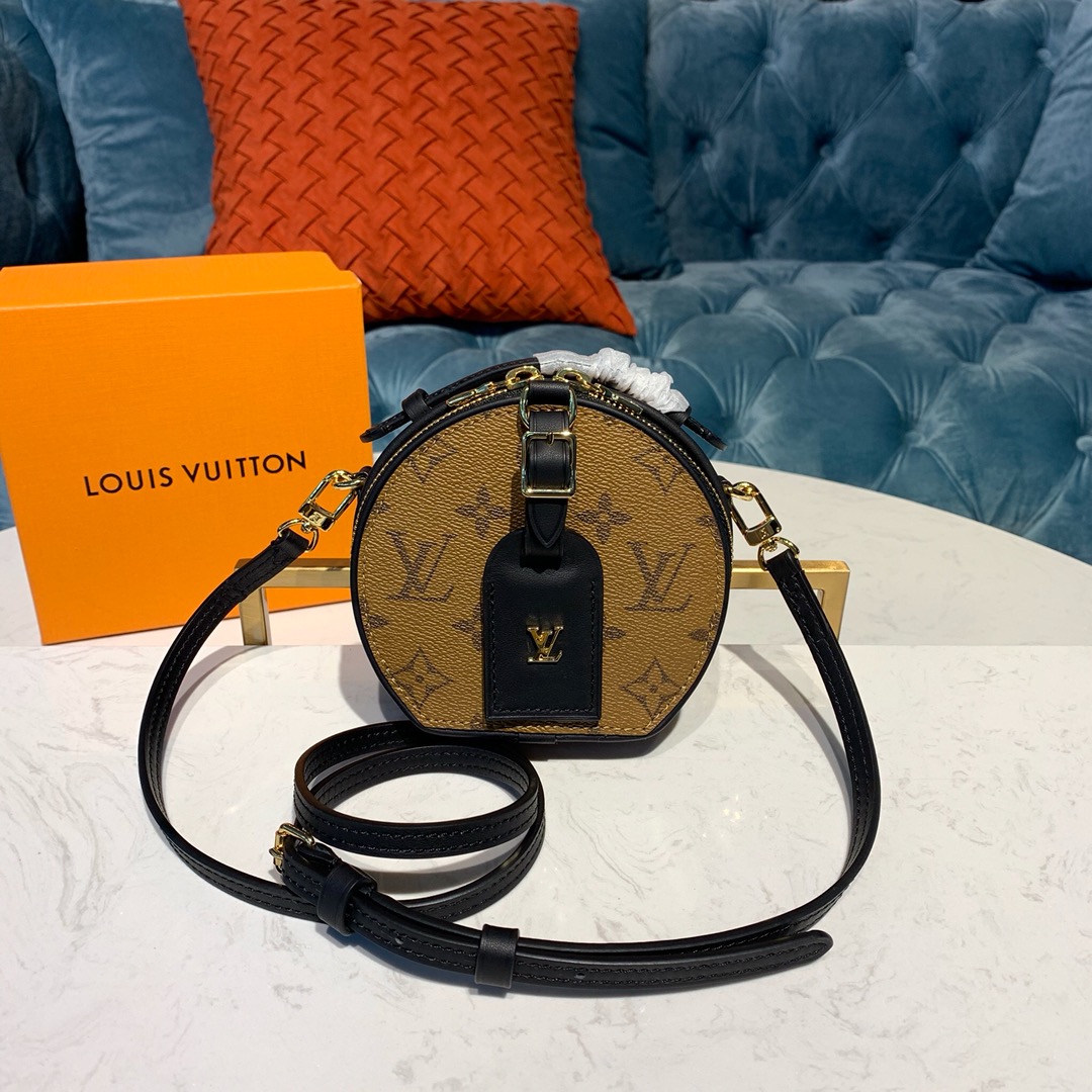 Louis Vuitton LV Boite Chapeau Handbags Crossbody & Shoulder Bags Yellow Monogram Reverse Calfskin Canvas Cowhide Mini M68276