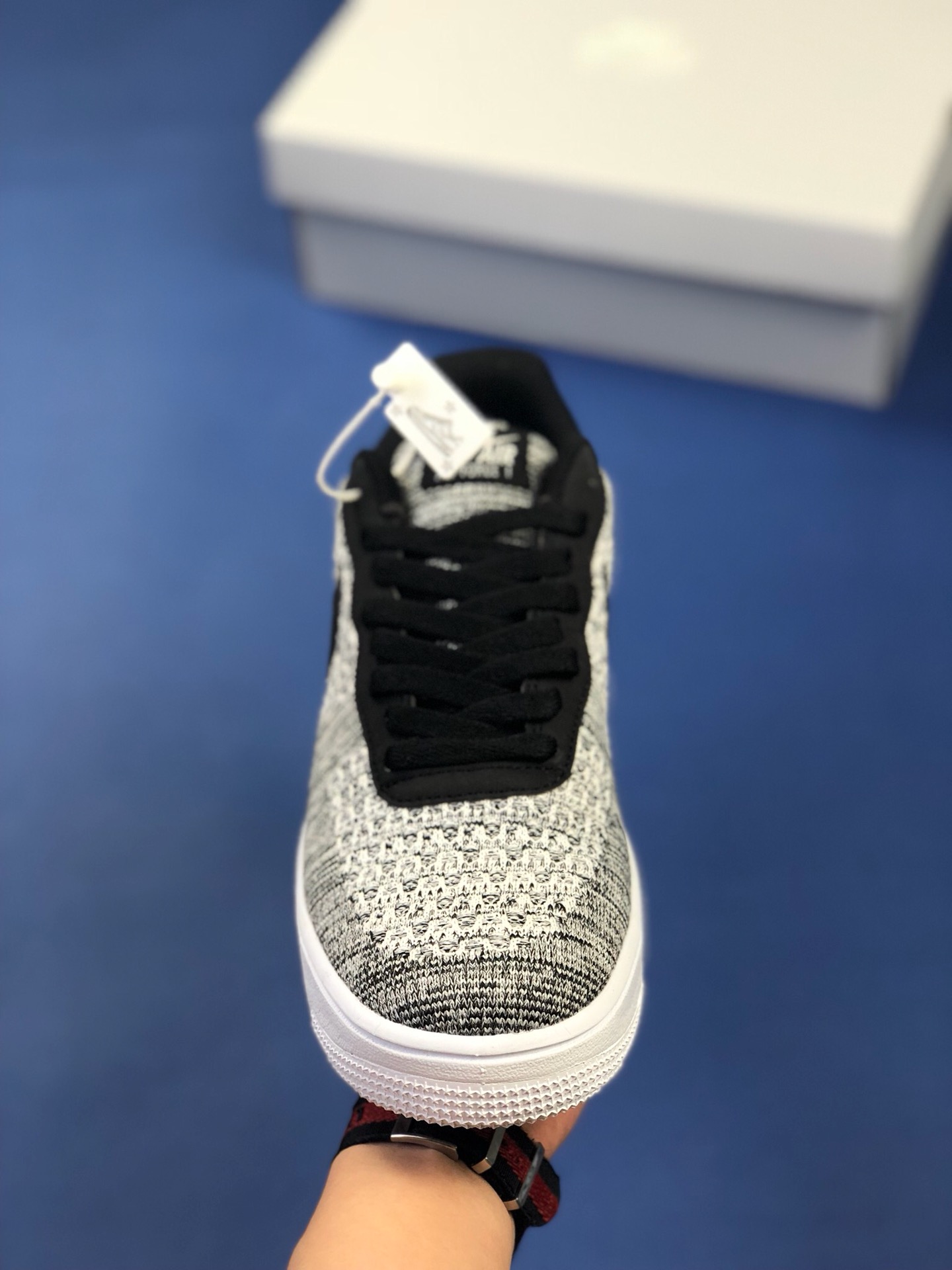 170 纯原版本Nike Air Force 1 FLYKNIT 2.0 黑白飞线低帮板鞋AV3042-001