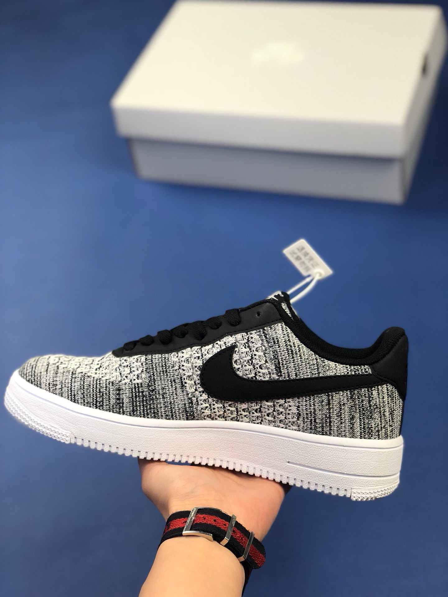 170 纯原版本Nike Air Force 1 FLYKNIT 2.0 黑白飞线低帮板鞋AV3042-001