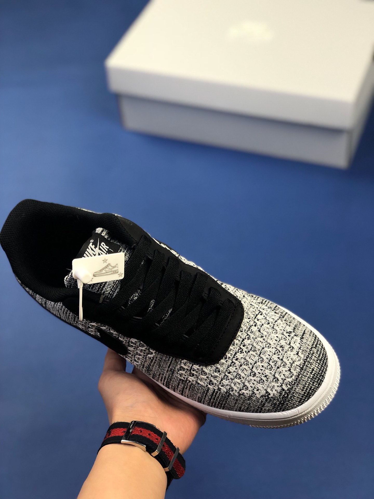 170 纯原版本Nike Air Force 1 FLYKNIT 2.0 黑白飞线低帮板鞋AV3042-001