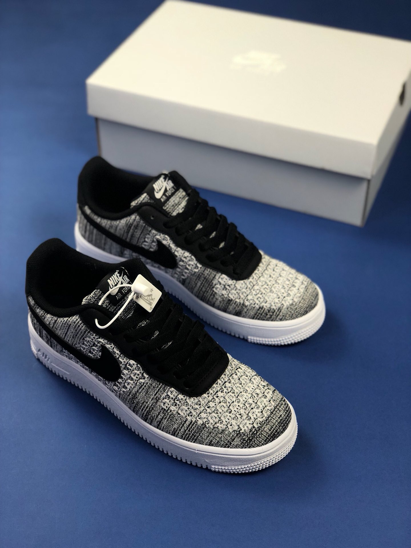 170 纯原版本Nike Air Force 1 FLYKNIT 2.0 黑白飞线低帮板鞋AV3042-001