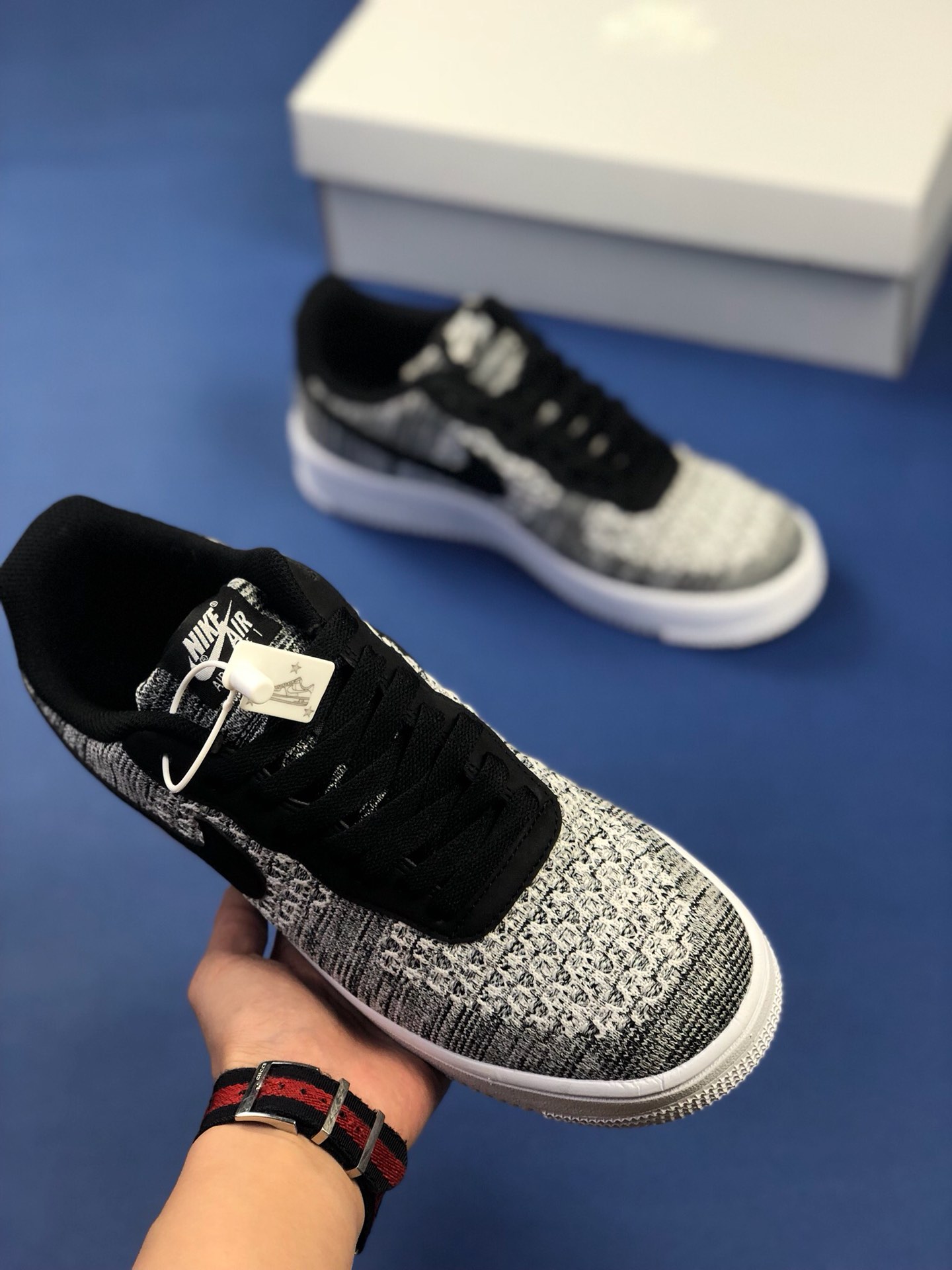 170 纯原版本Nike Air Force 1 FLYKNIT 2.0 黑白飞线低帮板鞋AV3042-001