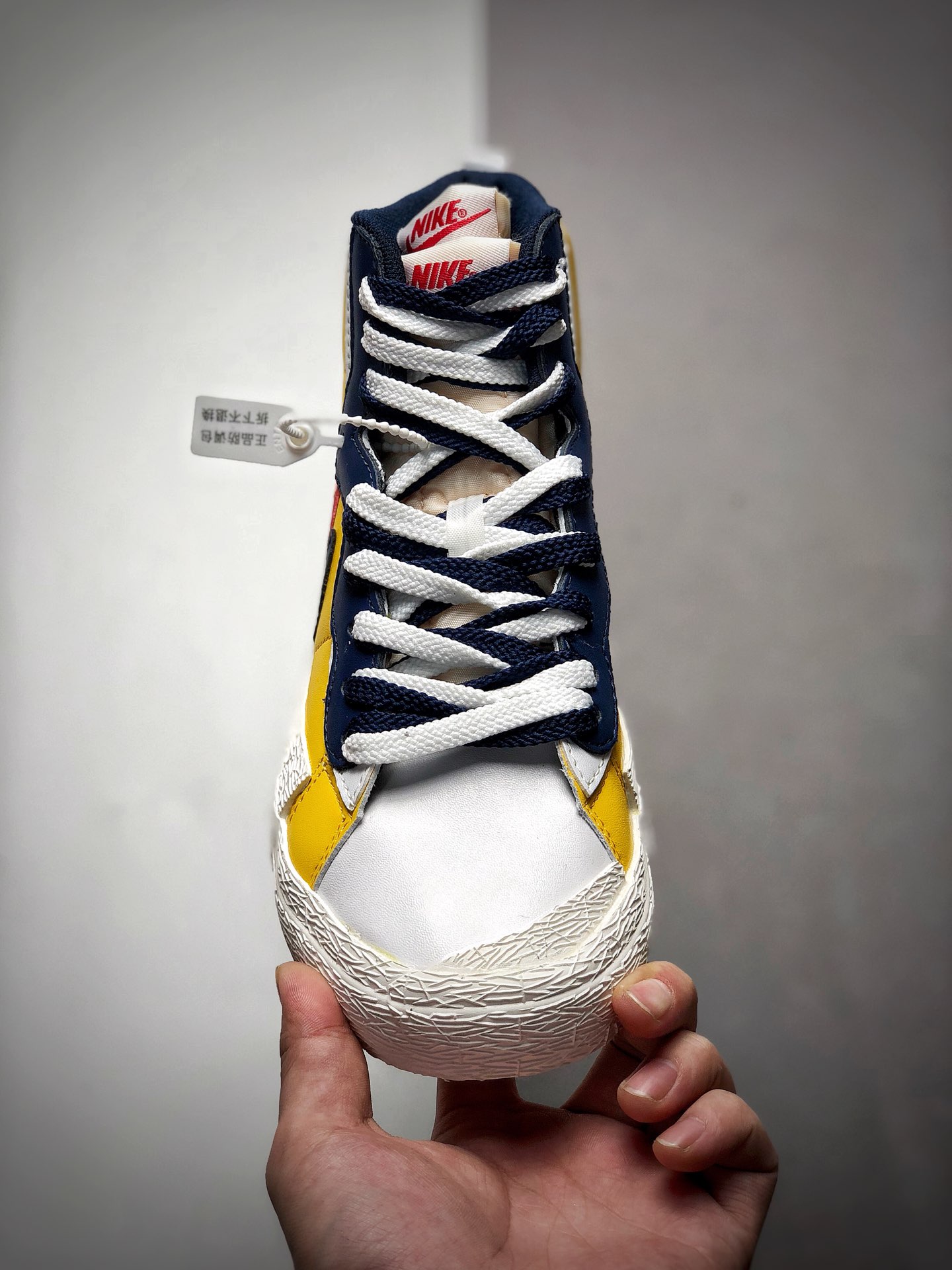 220 日式解构美学品牌SACAI联名 x Nike Blazer High”Black University Blue”重叠设计前卫开拓者高帮百搭板鞋“黑白天蓝”BV0072-001