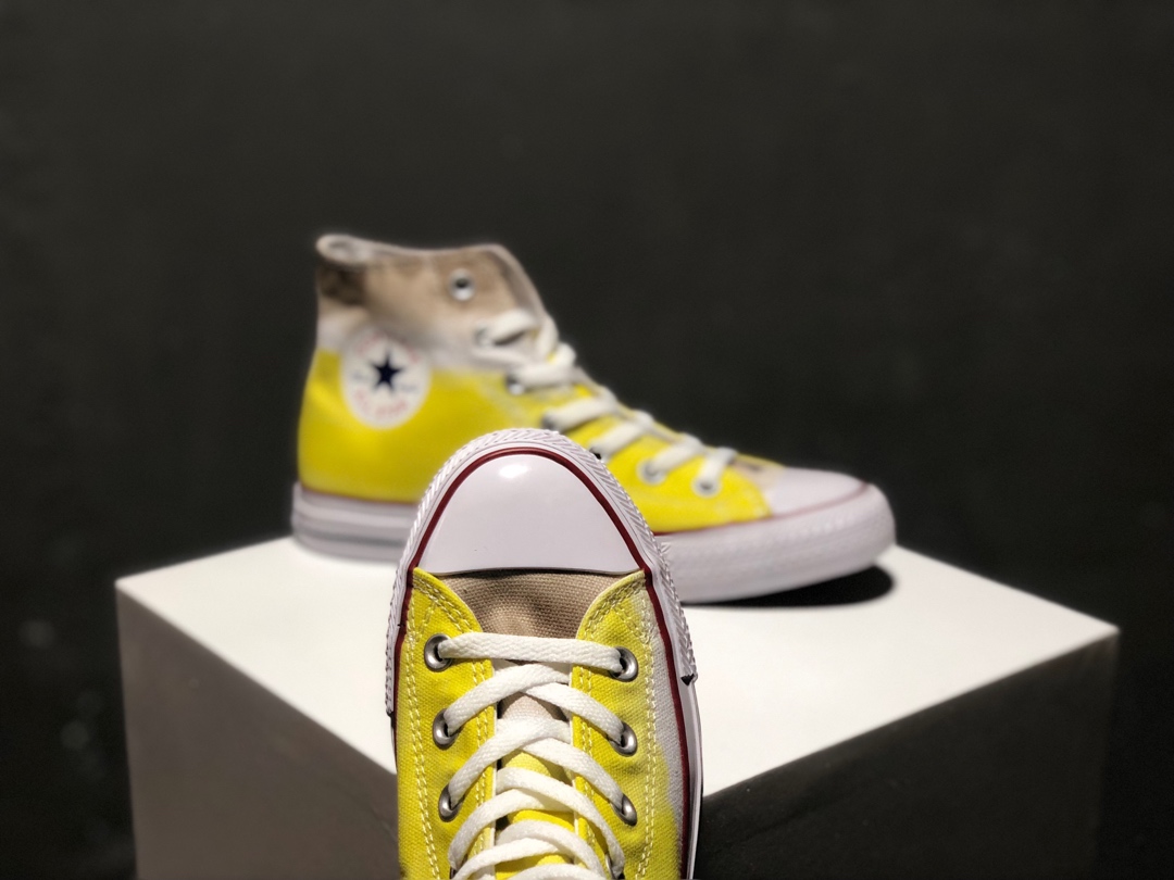 160匡威Converse Chuck all star 高帮硫化百搭运动板鞋“日落渐变黄”夏季全新面料水染效果 虎扑版本男女鞋 39.5 40 41 41.5 42 42.5 43 44