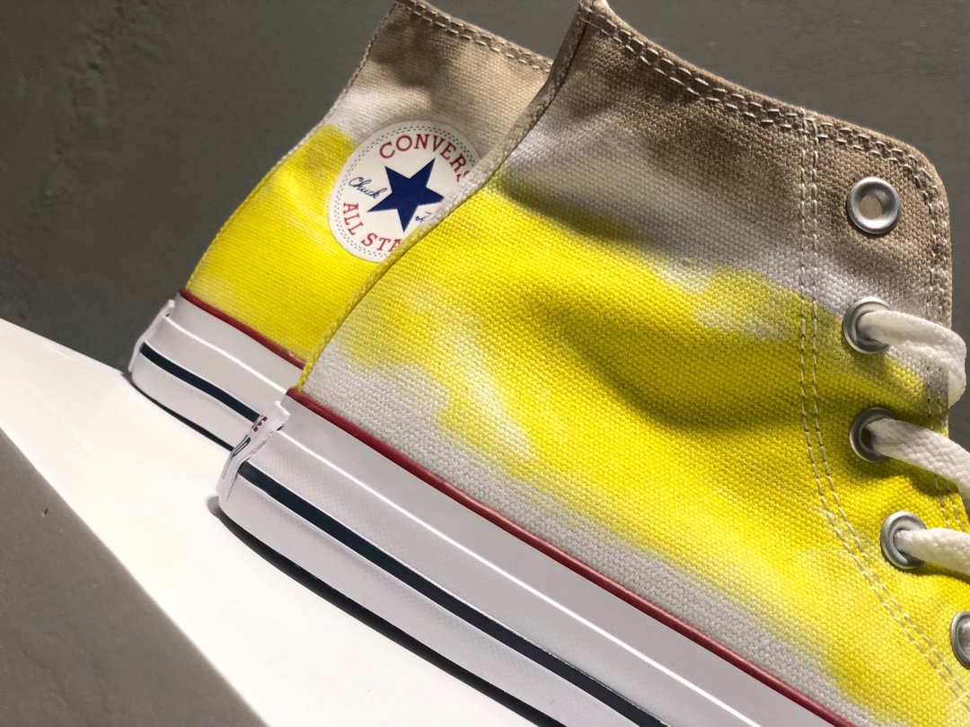 160匡威Converse Chuck all star 高帮硫化百搭运动板鞋“日落渐变黄”夏季全新面料水染效果 虎扑版本男女鞋 39.5 40 41 41.5 42 42.5 43 44