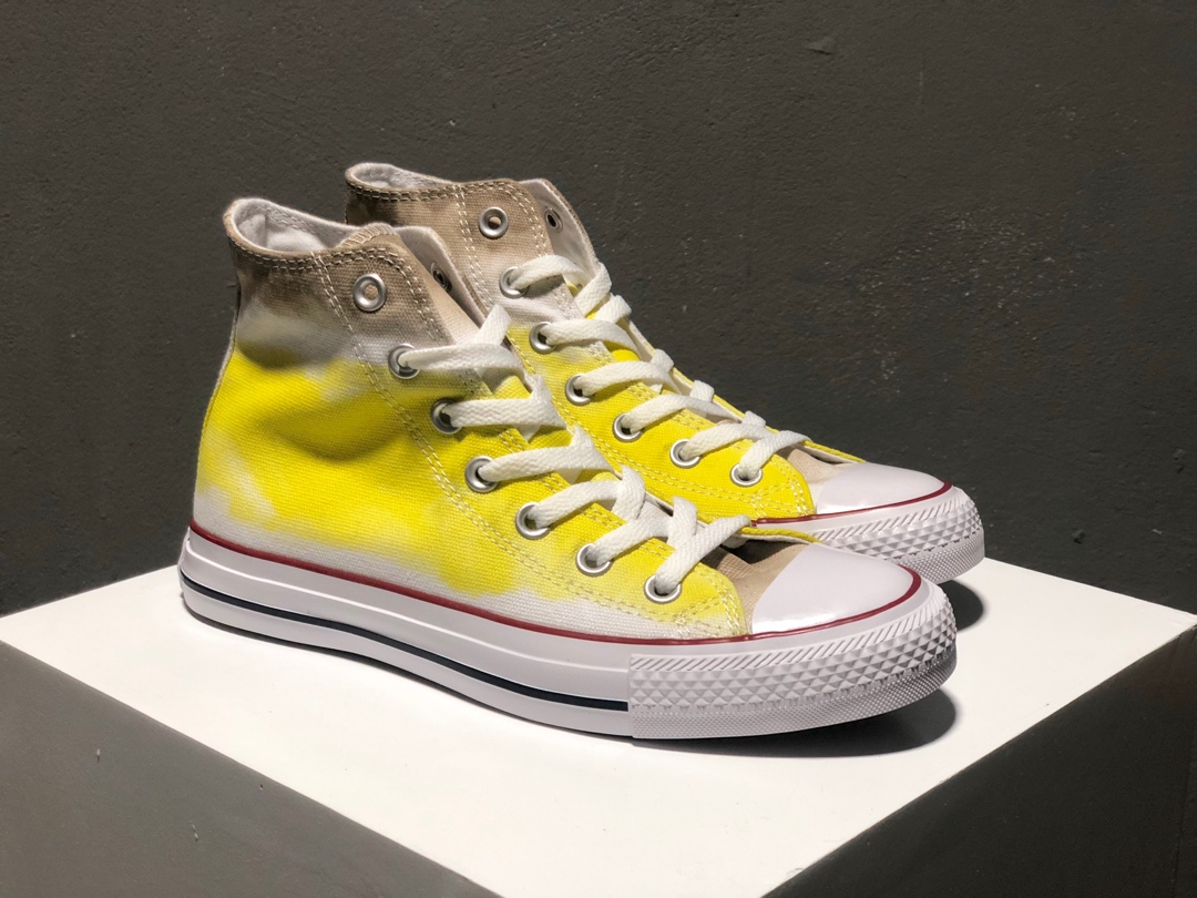 160匡威Converse Chuck all star 高帮硫化百搭运动板鞋“日落渐变黄”夏季全新面料水染效果 虎扑版本男女鞋 39.5 40 41 41.5 42 42.5 43 44