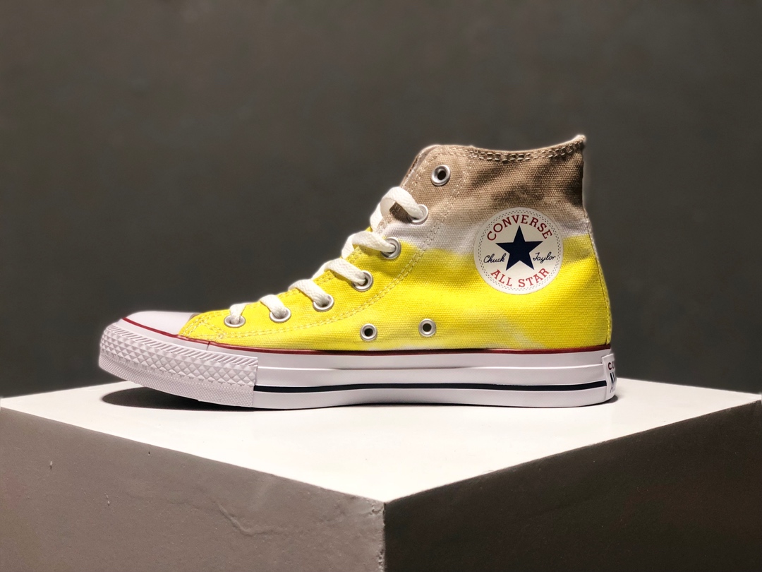 160匡威Converse Chuck all star 高帮硫化百搭运动板鞋“日落渐变黄”夏季全新面料水染效果 虎扑版本男女鞋 39.5 40 41 41.5 42 42.5 43 44