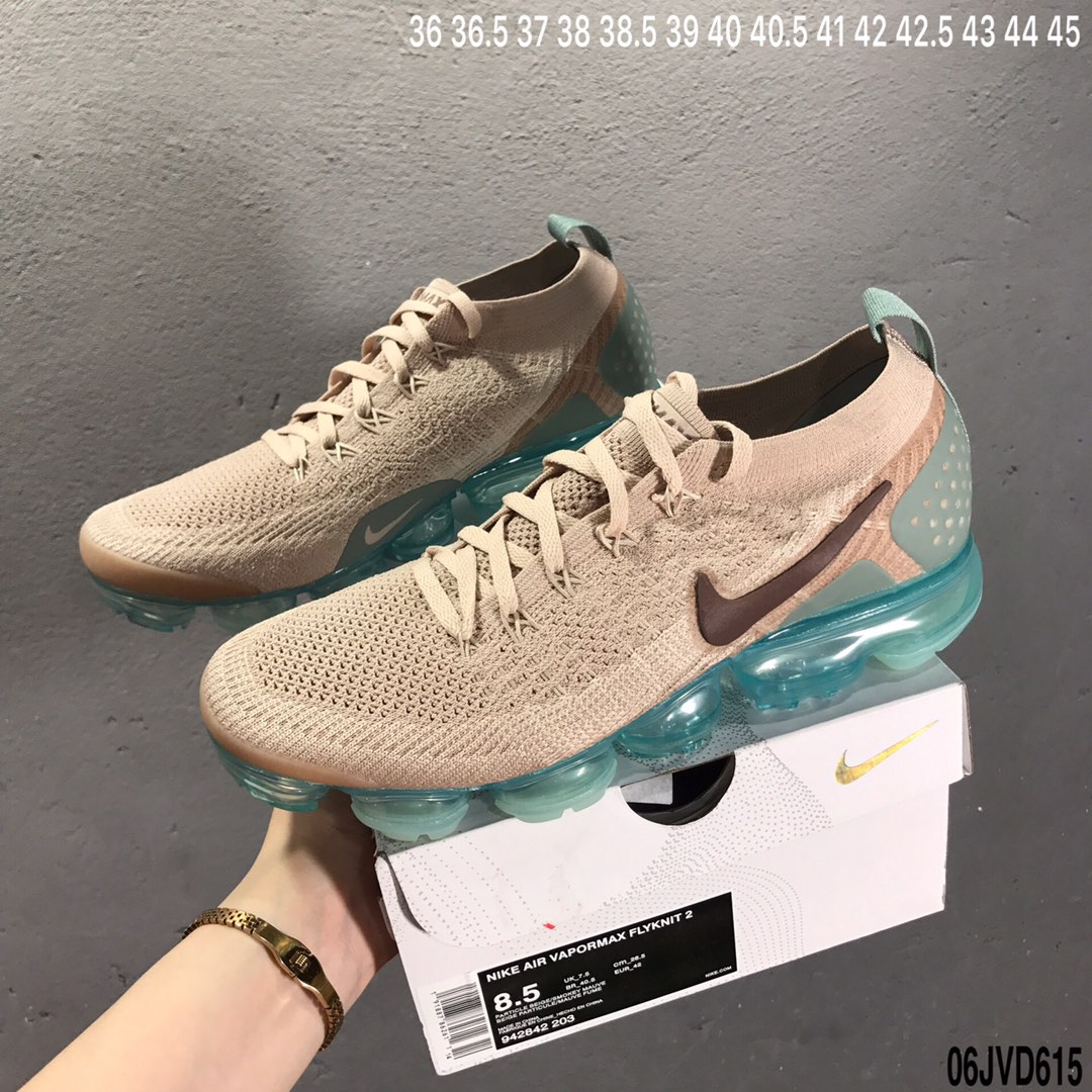 150【公司级特价】官方主推2018Nike/耐克 Air max VAPORMAX FLYKNIT NRG 二代大气垫2.0 全新视觉全掌跑鞋 进口飞线 942842-203＂土豪金冰蓝＂