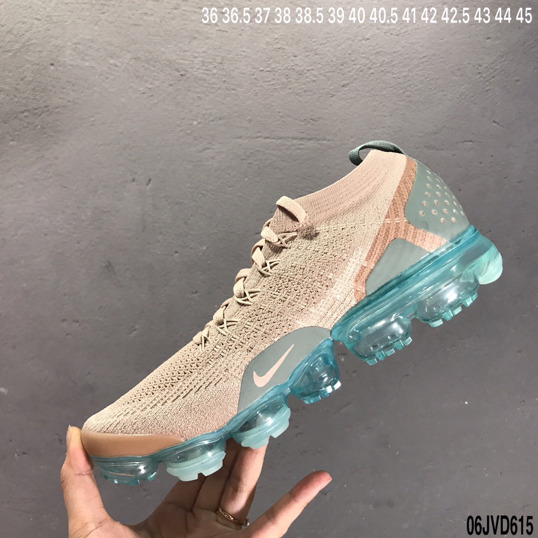 150【公司级特价】官方主推2018Nike/耐克 Air max VAPORMAX FLYKNIT NRG 二代大气垫2.0 全新视觉全掌跑鞋 进口飞线 942842-203＂土豪金冰蓝＂