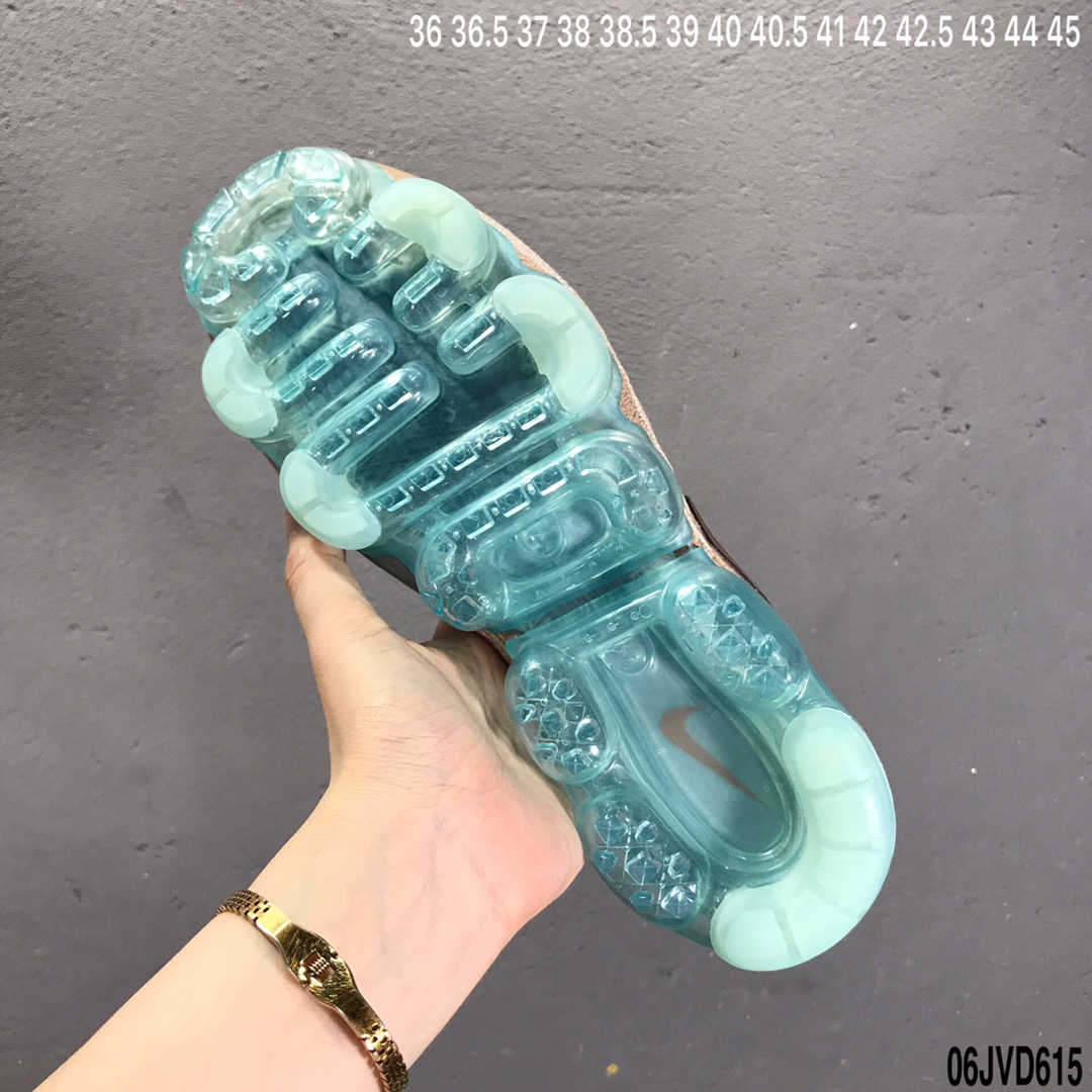 150【公司级特价】官方主推2018Nike/耐克 Air max VAPORMAX FLYKNIT NRG 二代大气垫2.0 全新视觉全掌跑鞋 进口飞线 942842-203＂土豪金冰蓝＂