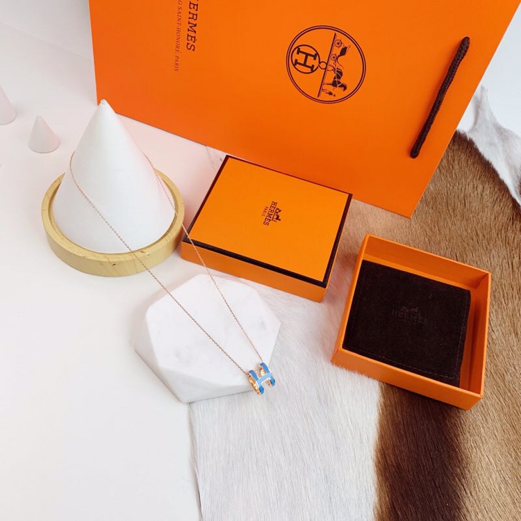 NO:102799,(Rose gold color matching) Hermes necklace classic pop enamel necklace, Hermes logo 
