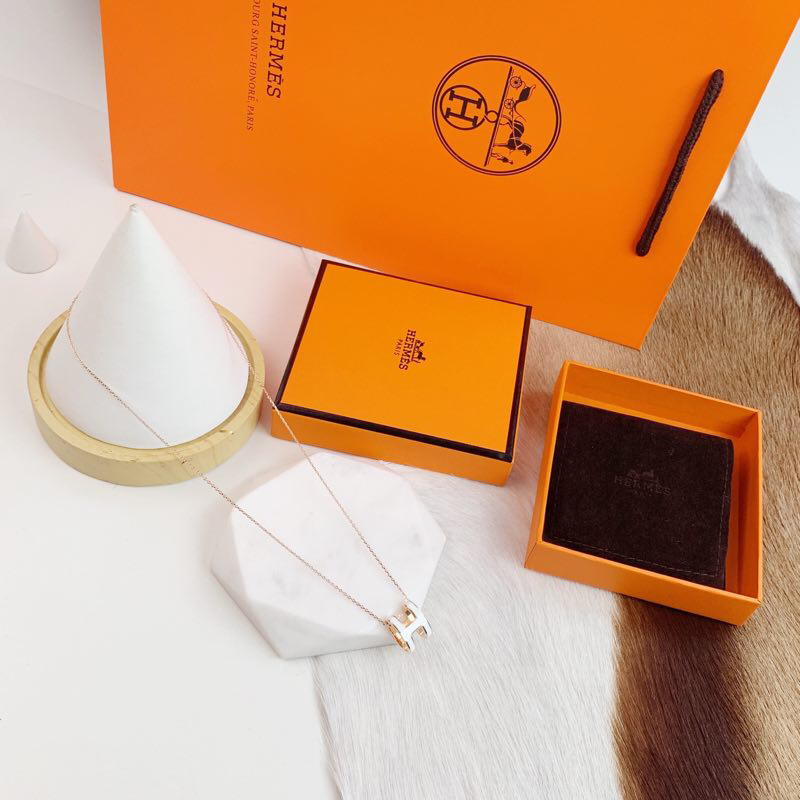 NO:102700,(Rose gold color matching) Hermes necklace classic pop enamel necklace, Hermes logo 