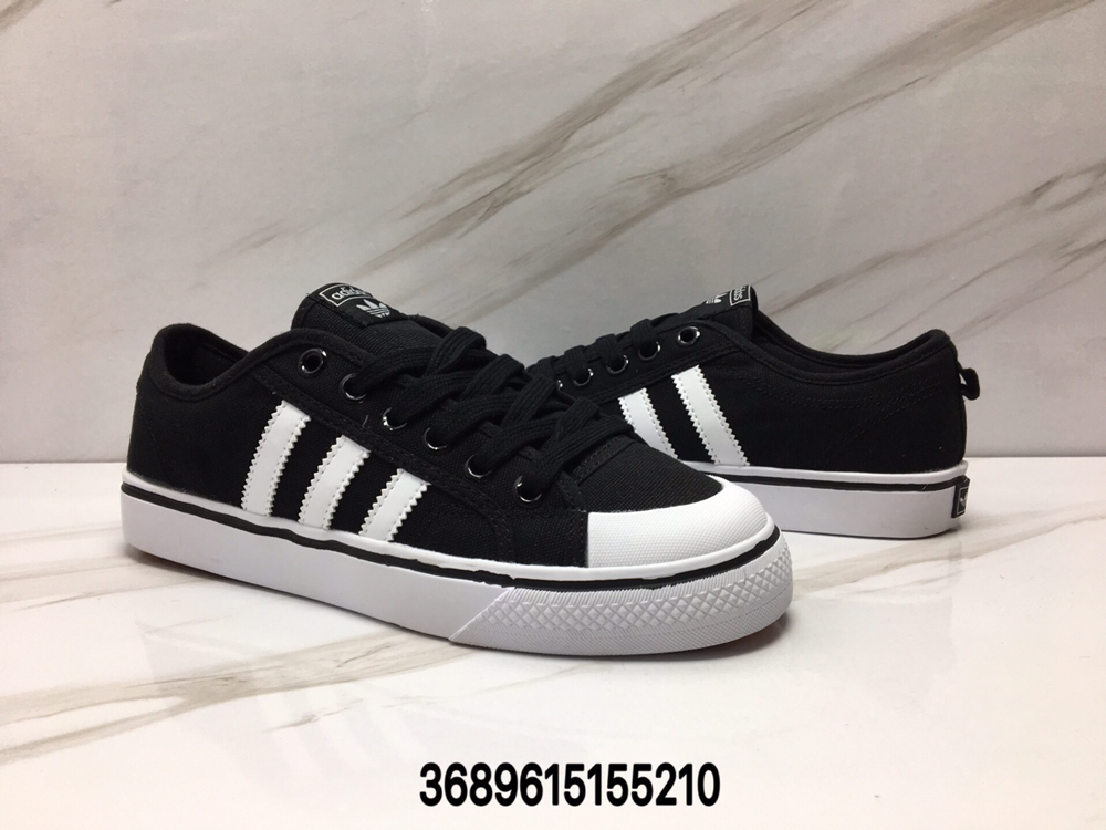 90阿迪达斯三叶草板鞋 NIZZA 小白鞋黑白复古滑板鞋 帆布鞋男女板鞋