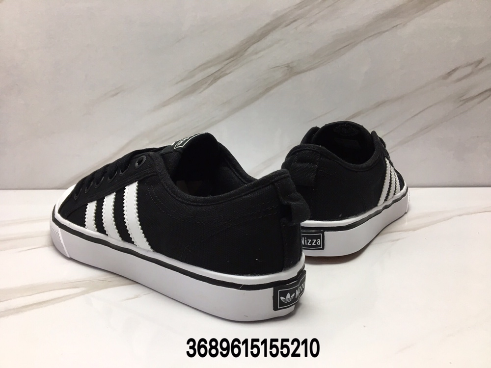 90阿迪达斯三叶草板鞋 NIZZA 小白鞋黑白复古滑板鞋 帆布鞋男女板鞋