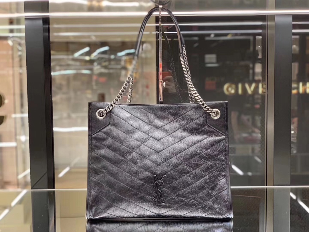 YSL NIKI SHOPPING BAG 33CM 577999黑色油蜡牛皮