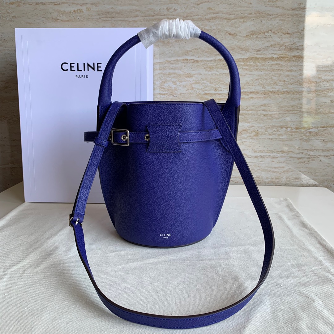 Celine Big Bag Bucket Nano in Electric Blue Grained Calfskin Leather