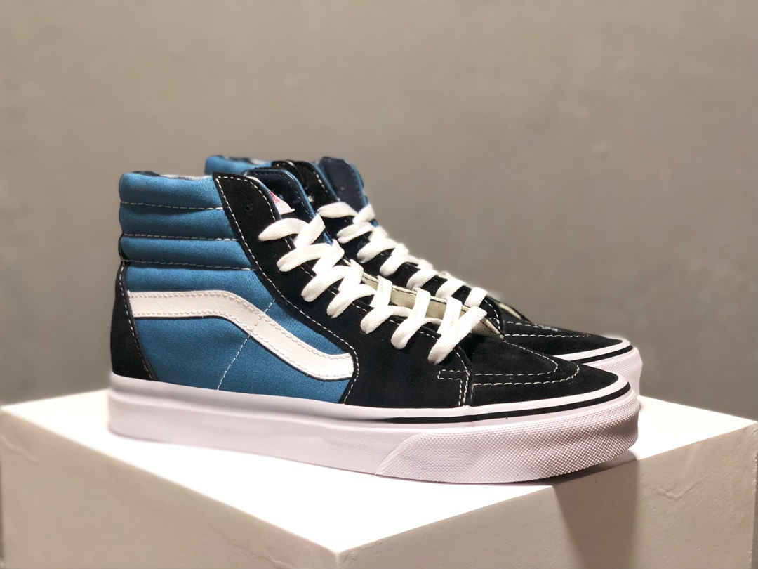 150全码补出  真标硫化广东大田产品！Vans 经典 蓝黑 高帮帆布鞋，永恒的经典，不羁的青春！