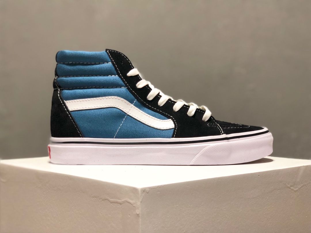 150全码补出  真标硫化广东大田产品！Vans 经典 蓝黑 高帮帆布鞋，永恒的经典，不羁的青春！