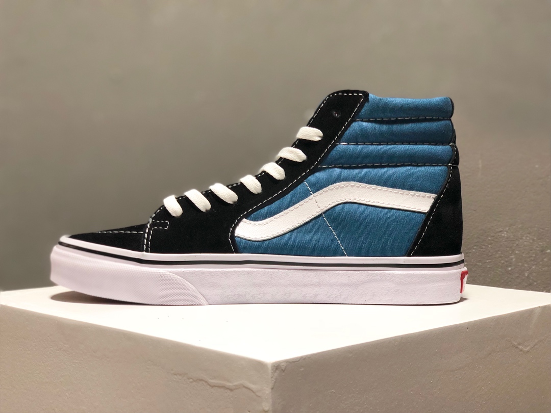 150全码补出  真标硫化广东大田产品！Vans 经典 蓝黑 高帮帆布鞋，永恒的经典，不羁的青春！