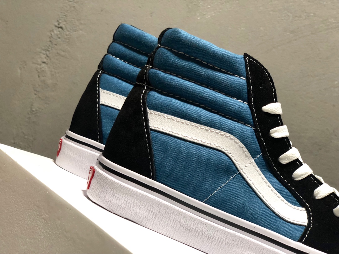 150全码补出  真标硫化广东大田产品！Vans 经典 蓝黑 高帮帆布鞋，永恒的经典，不羁的青春！