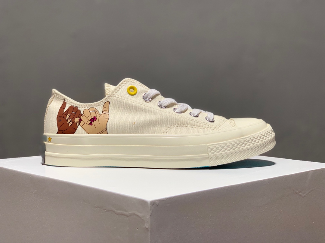 170匡威 Converse Chuck Taylor All Star 1970 HI”Empowed” “米白民族勾手”/拉勾复古三星标低帮休闲运动硫化百搭板鞋低帮女鞋