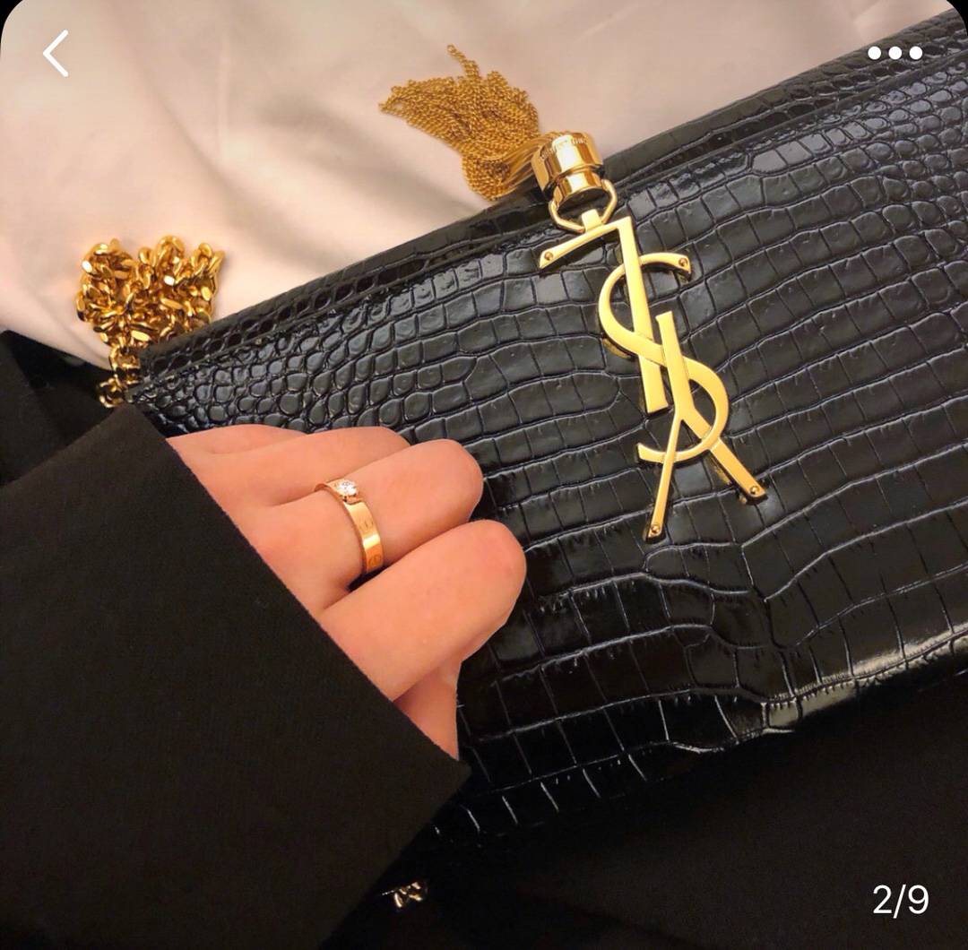 YSL 𝑲𝒂𝒕𝒆 𝟮𝟰𝒄𝒎 鳄鱼纹流苏包 354119黑色/金扣