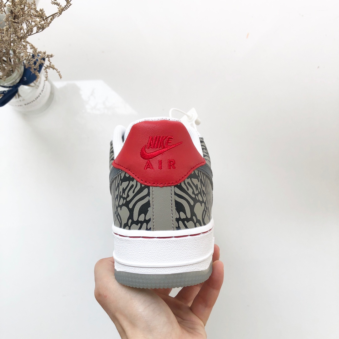 220原装 Nike Air Force 1 '07 LV8AF1空军一号低帮 AO4261-100白红黑爆裂纹 海外限定