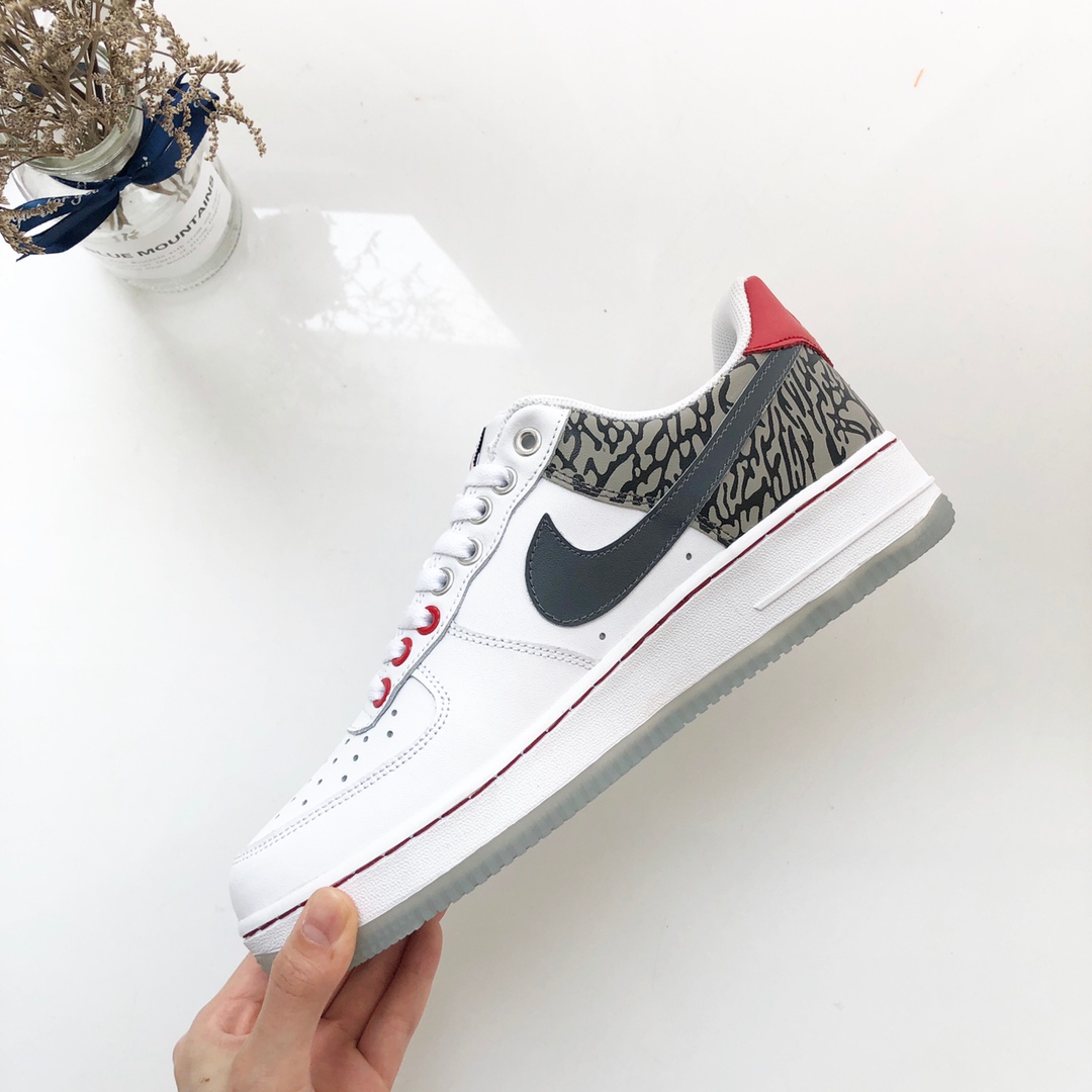 220原装 Nike Air Force 1 '07 LV8AF1空军一号低帮 AO4261-100白红黑爆裂纹 海外限定