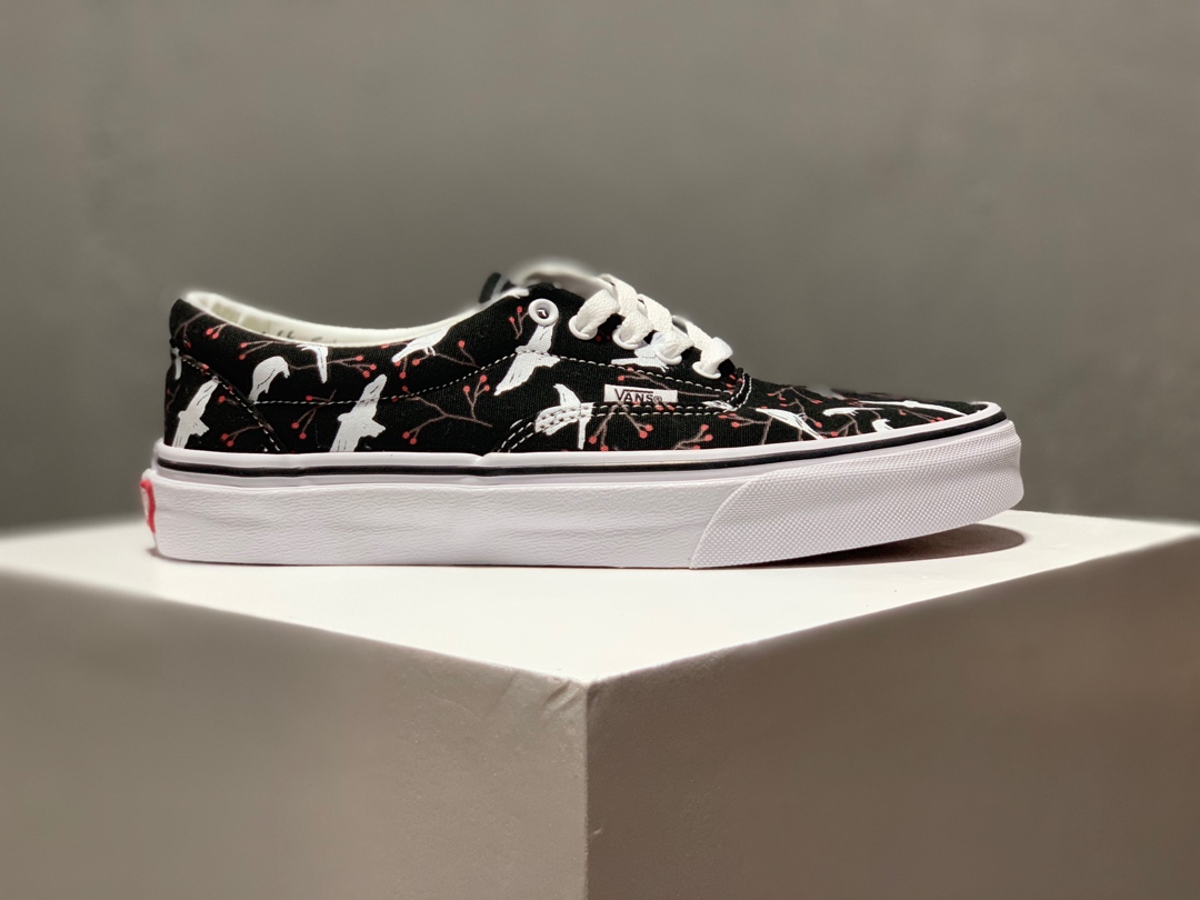 150万斯 Vans Authentic AUT ERA 黑色白鸽 和平鸽 印花滑板鞋原厂硫化大底