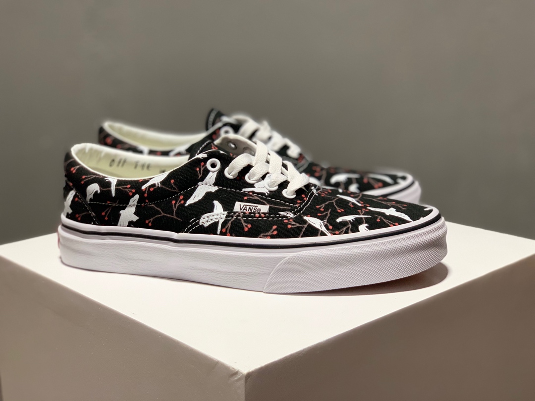 150万斯 Vans Authentic AUT ERA 黑色白鸽 和平鸽 印花滑板鞋原厂硫化大底