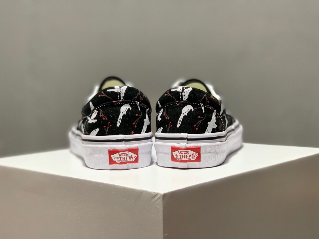 150万斯 Vans Authentic AUT ERA 黑色白鸽 和平鸽 印花滑板鞋原厂硫化大底