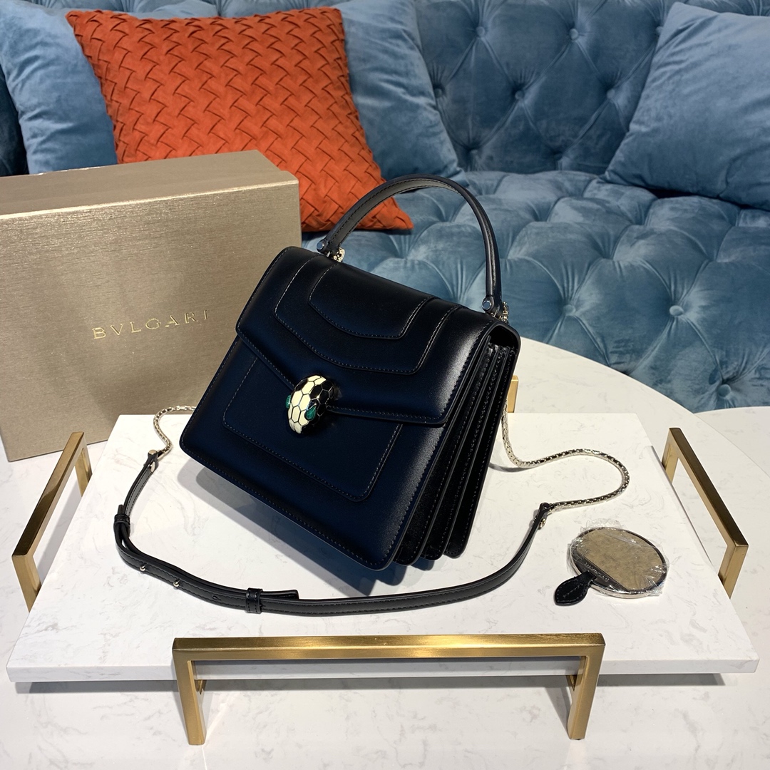 BVLGARI宝格丽Serpenti系列进口原单牛皮手提包38329