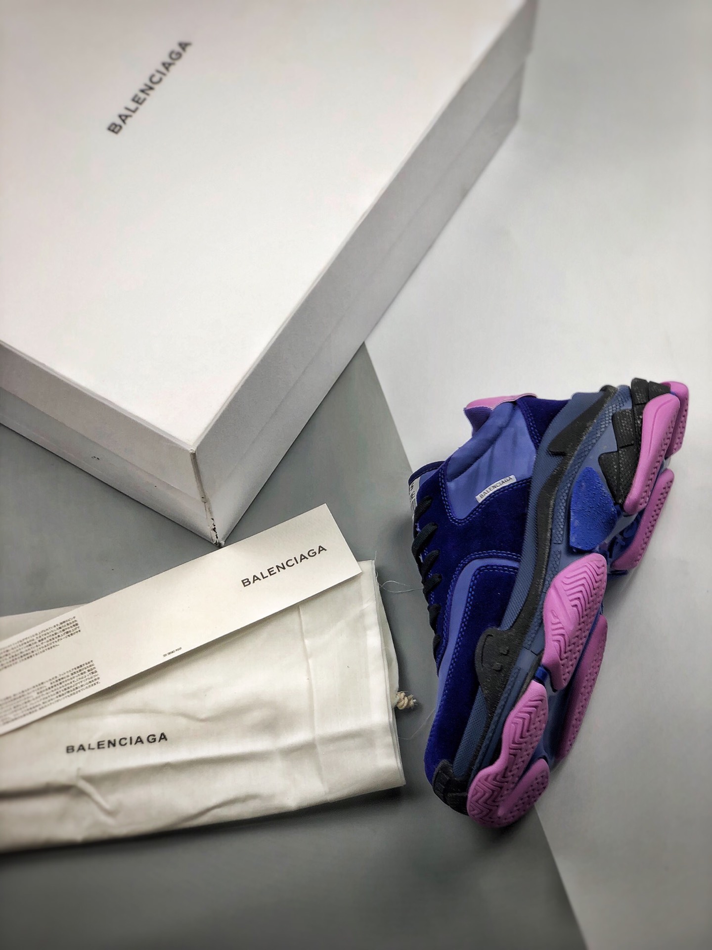 390#独家意产纯原版本  实拍出货Balenciaga Triple-S 2.0 蓝紫配色巴黎世家2.0 出货实拍官方正确细节