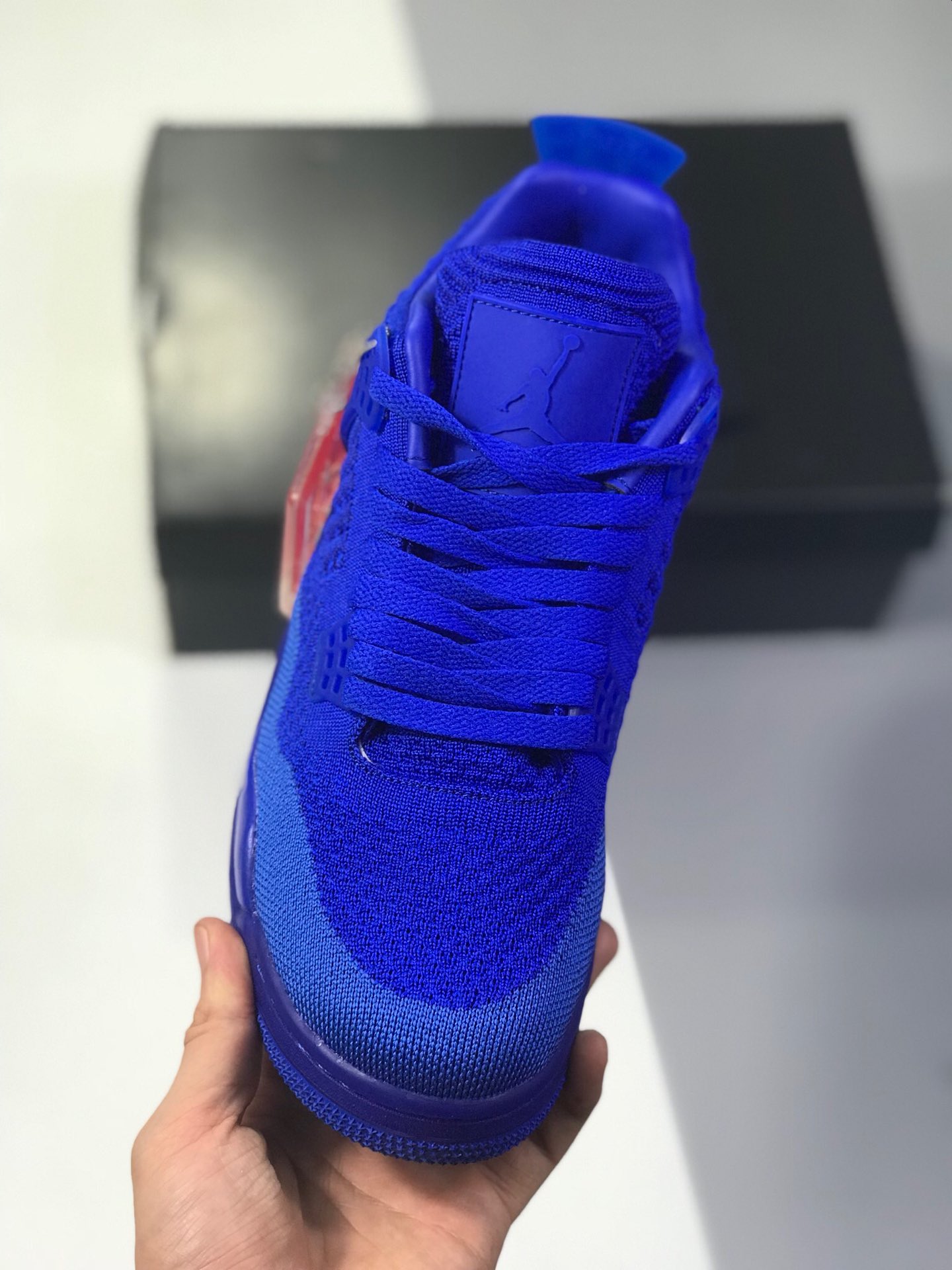 220莞产外贸订单 性价比版本Air Jordan 4 Flyknit ”Hyper Royal”果冻编织蓝 货号：AQ3559-400