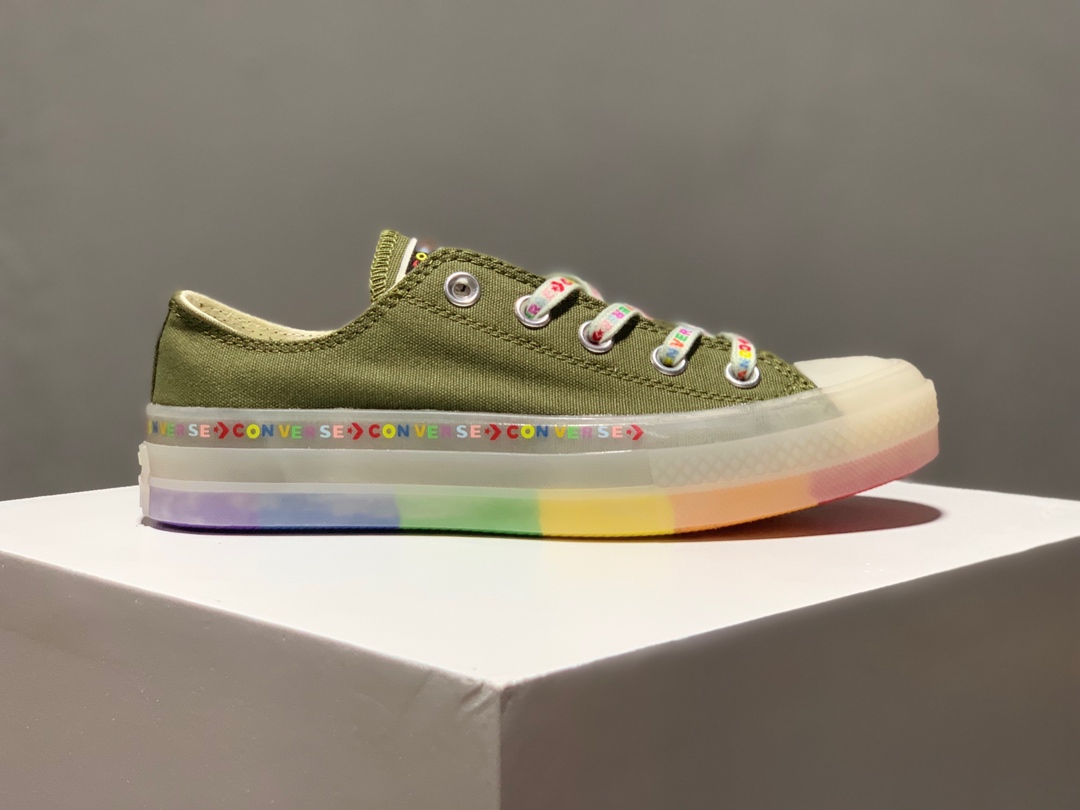 170Converse Chuck Taylor 1970s OX匡威 经典改良低帮帆布板鞋 帆布彩虹果冻  草绿货号：165613C