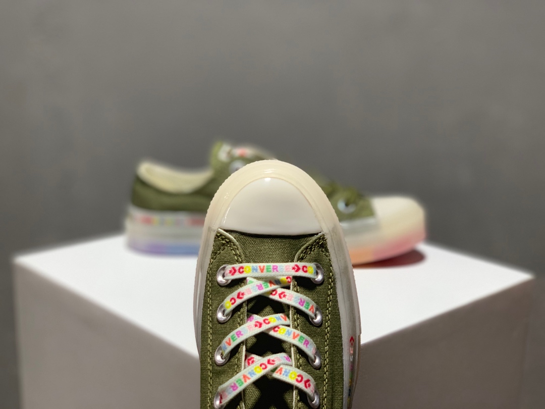 170Converse Chuck Taylor 1970s OX匡威 经典改良低帮帆布板鞋 帆布彩虹果冻  草绿货号：165613C