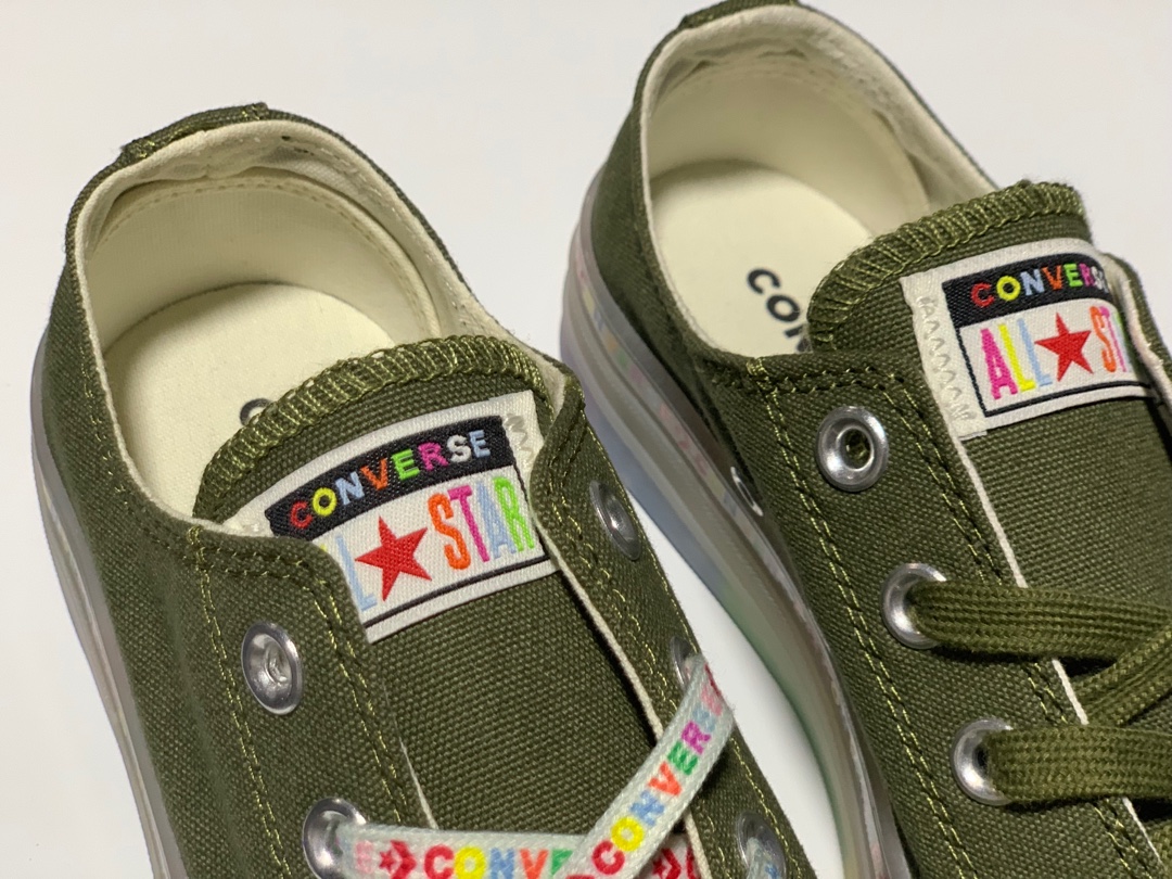 170Converse Chuck Taylor 1970s OX匡威 经典改良低帮帆布板鞋 帆布彩虹果冻  草绿货号：165613C