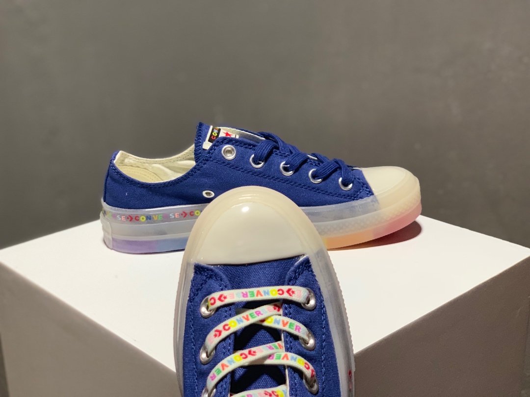 170Converse Chuck Taylor 1970s OX匡威 经典改良低帮帆布板鞋 帆布彩虹果冻 深海蓝 货号：165613C