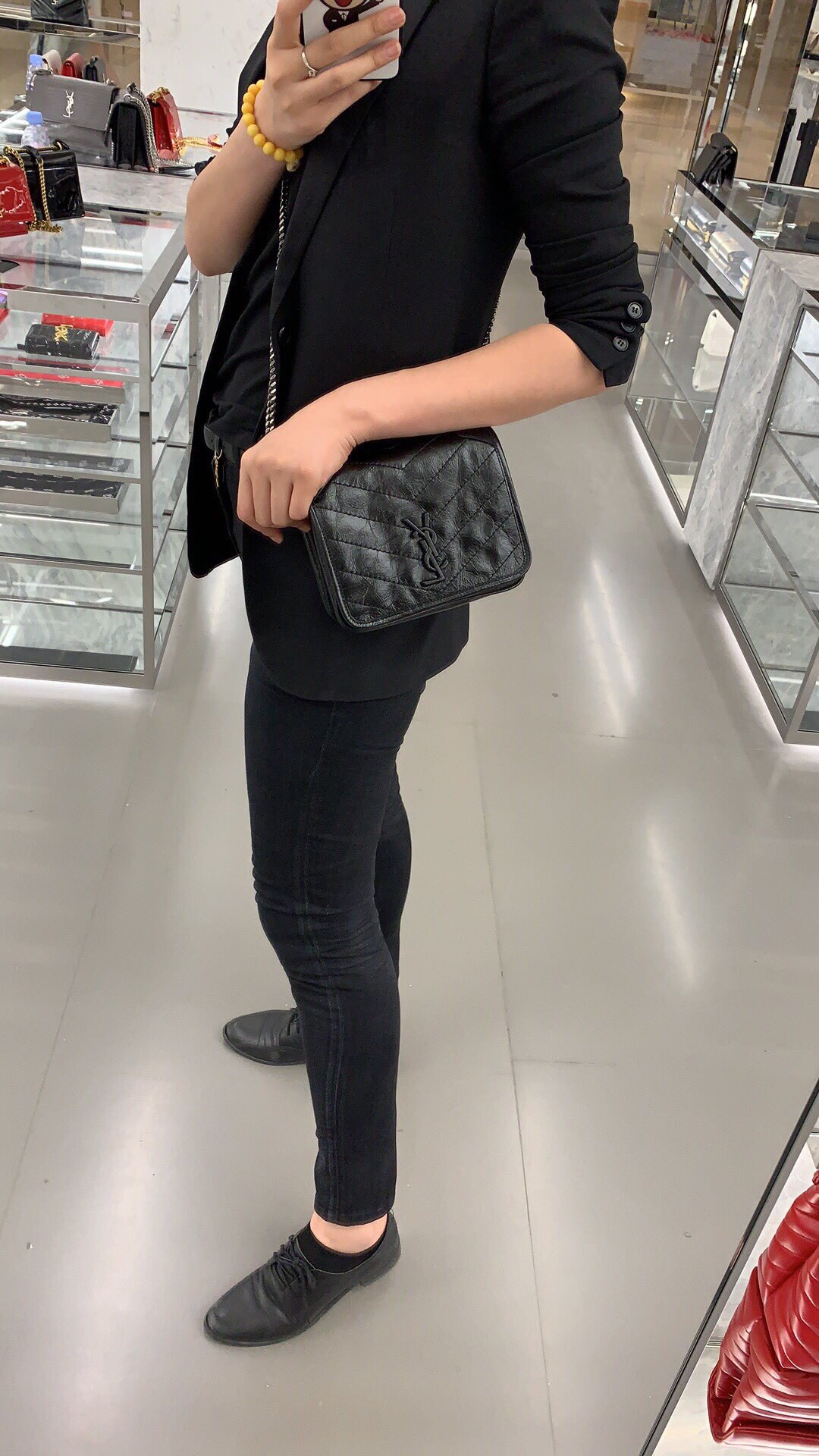 YSL 𝑛𝑖𝑘𝑖 𝑐𝘩𝑎𝑖𝑛 𝑤𝑎𝑙𝑙𝑒𝑡链条小挎包 583103黑色