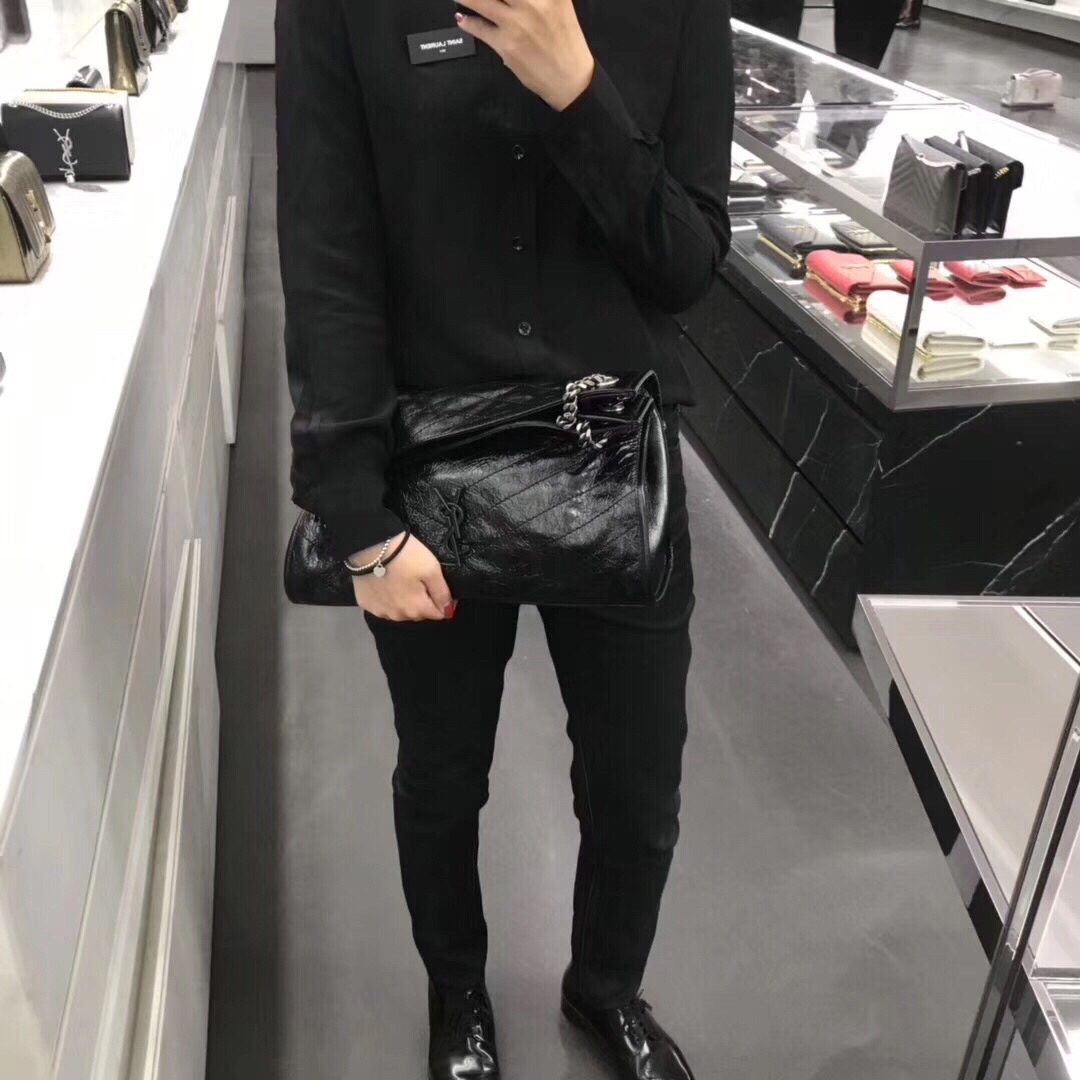 YSL NIKI SHOPPING BAG 33CM 577999黑色油蜡牛皮