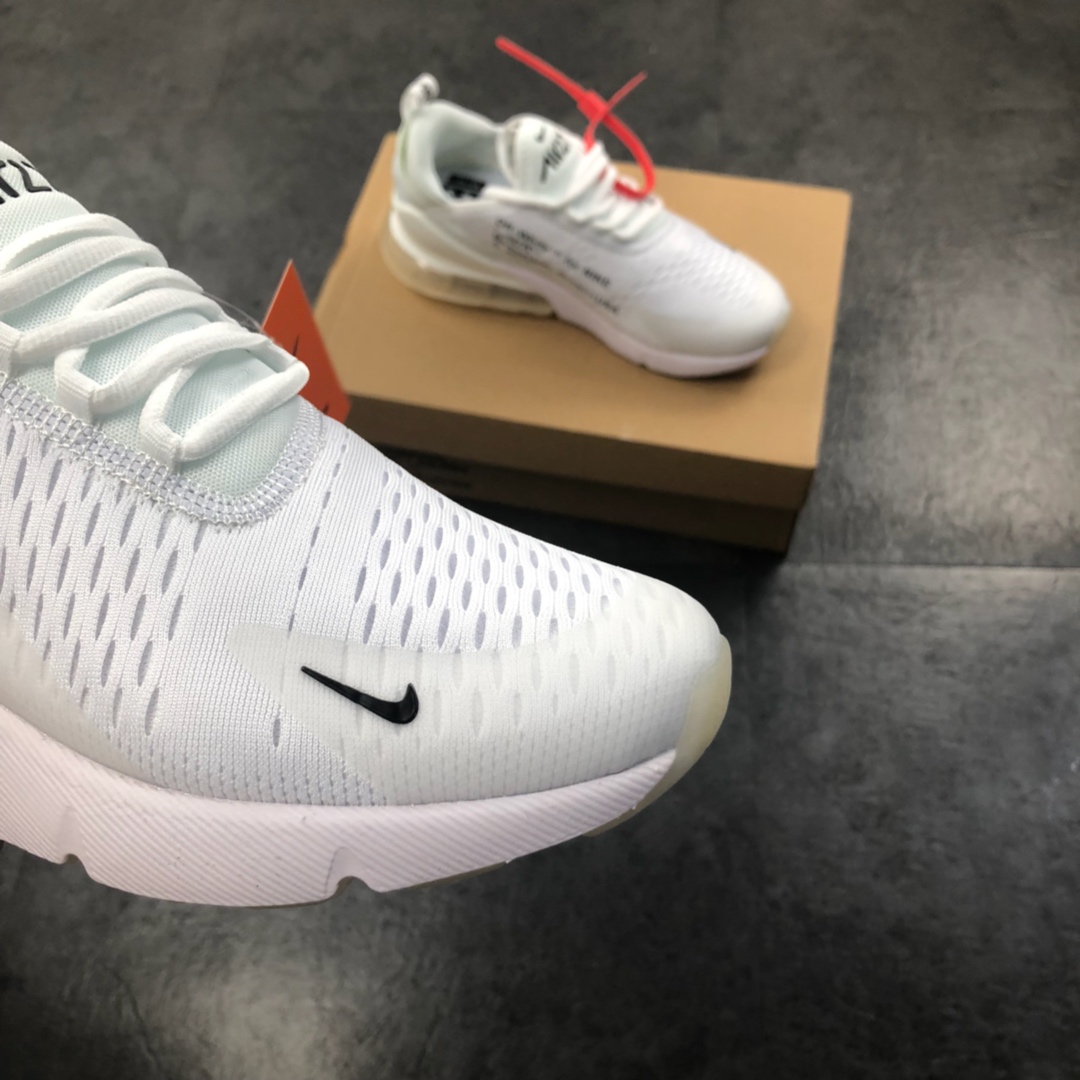 160公司级 virgil abloh设计师品牌Off white x Nike Air Max 270系列后跟半掌气垫慢跑鞋  AH8050-100