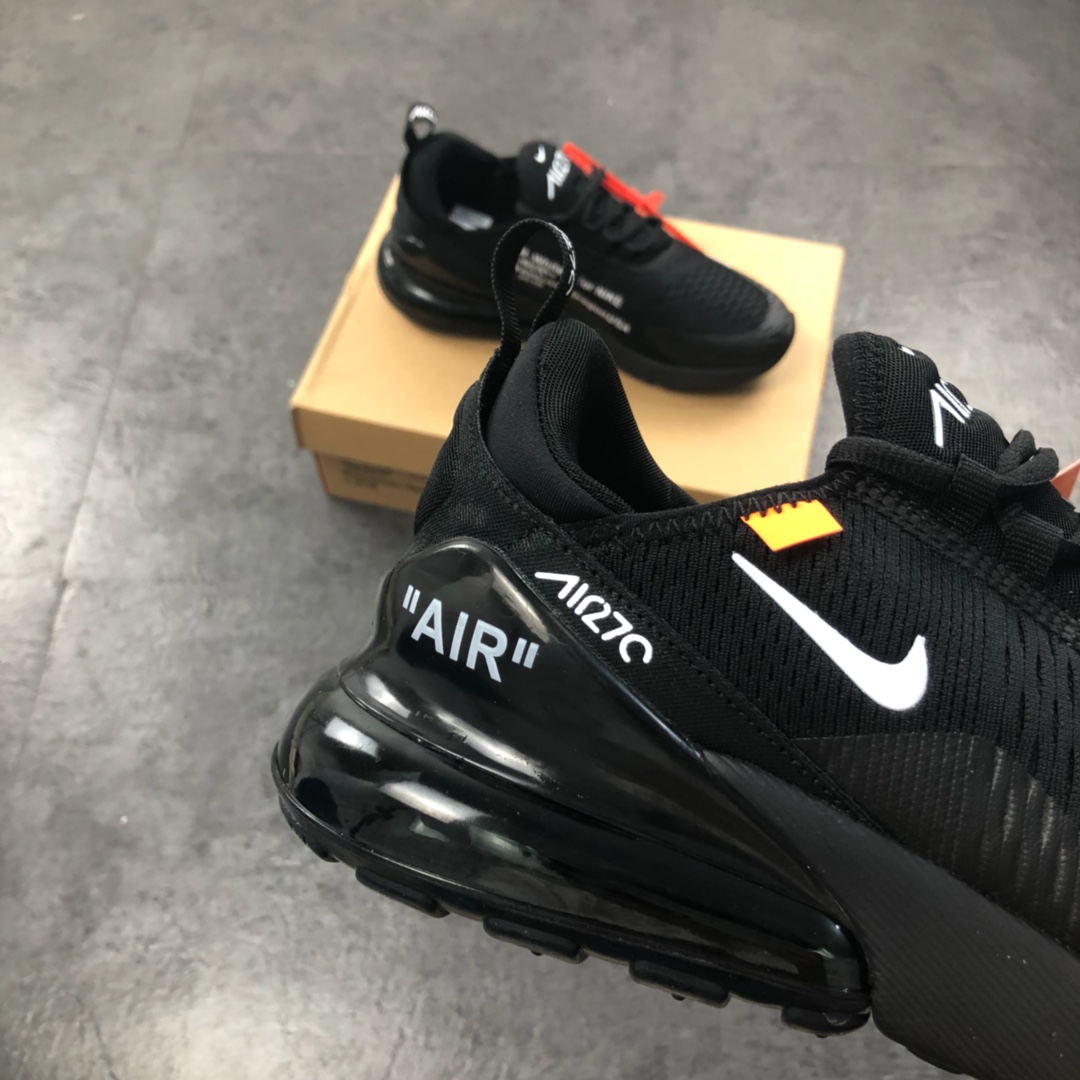 160公司级 virgil abloh设计师品牌Off white x Nike Air Max 270系列后跟半掌气垫慢跑鞋  AH8050-010