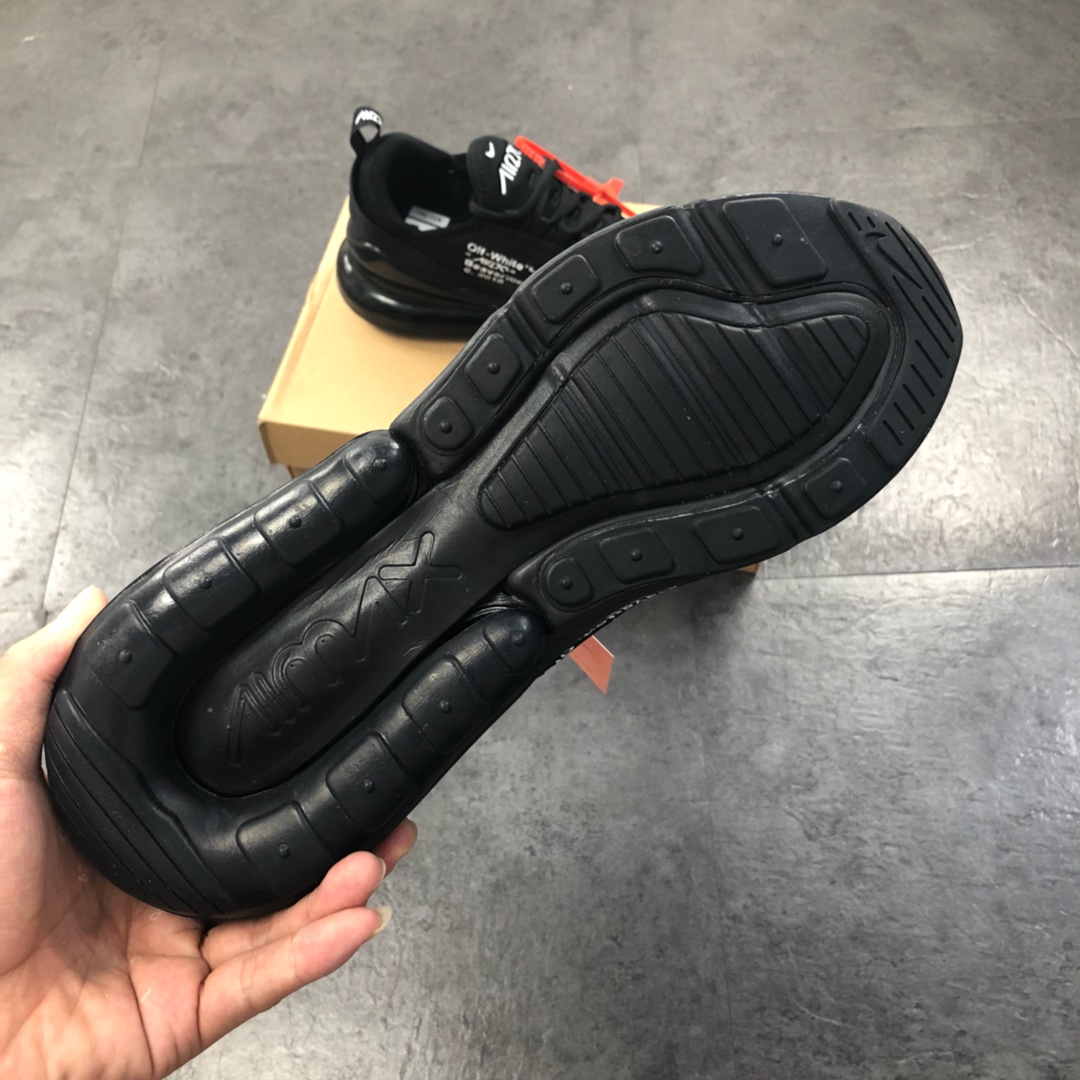 160公司级 virgil abloh设计师品牌Off white x Nike Air Max 270系列后跟半掌气垫慢跑鞋  AH8050-010