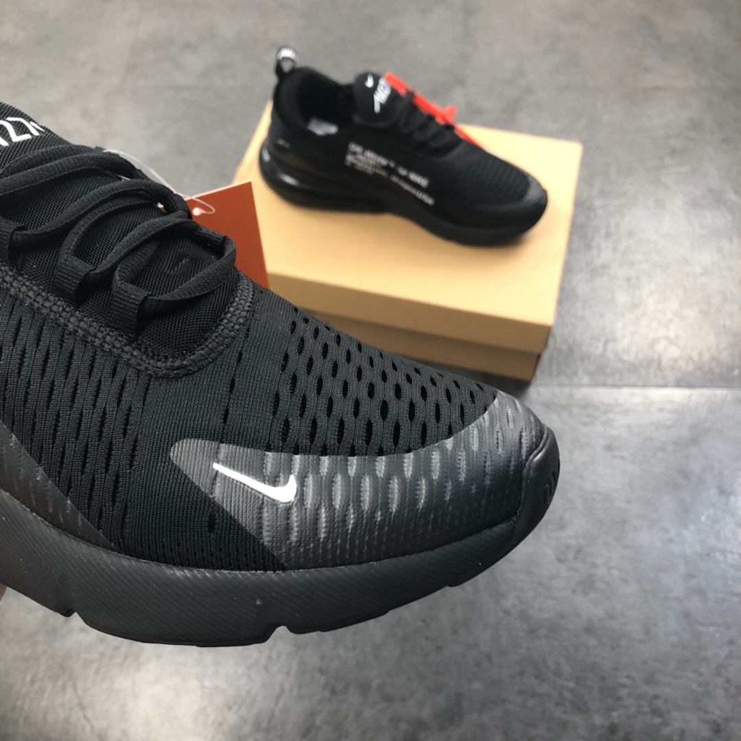 160公司级 virgil abloh设计师品牌Off white x Nike Air Max 270系列后跟半掌气垫慢跑鞋  AH8050-010