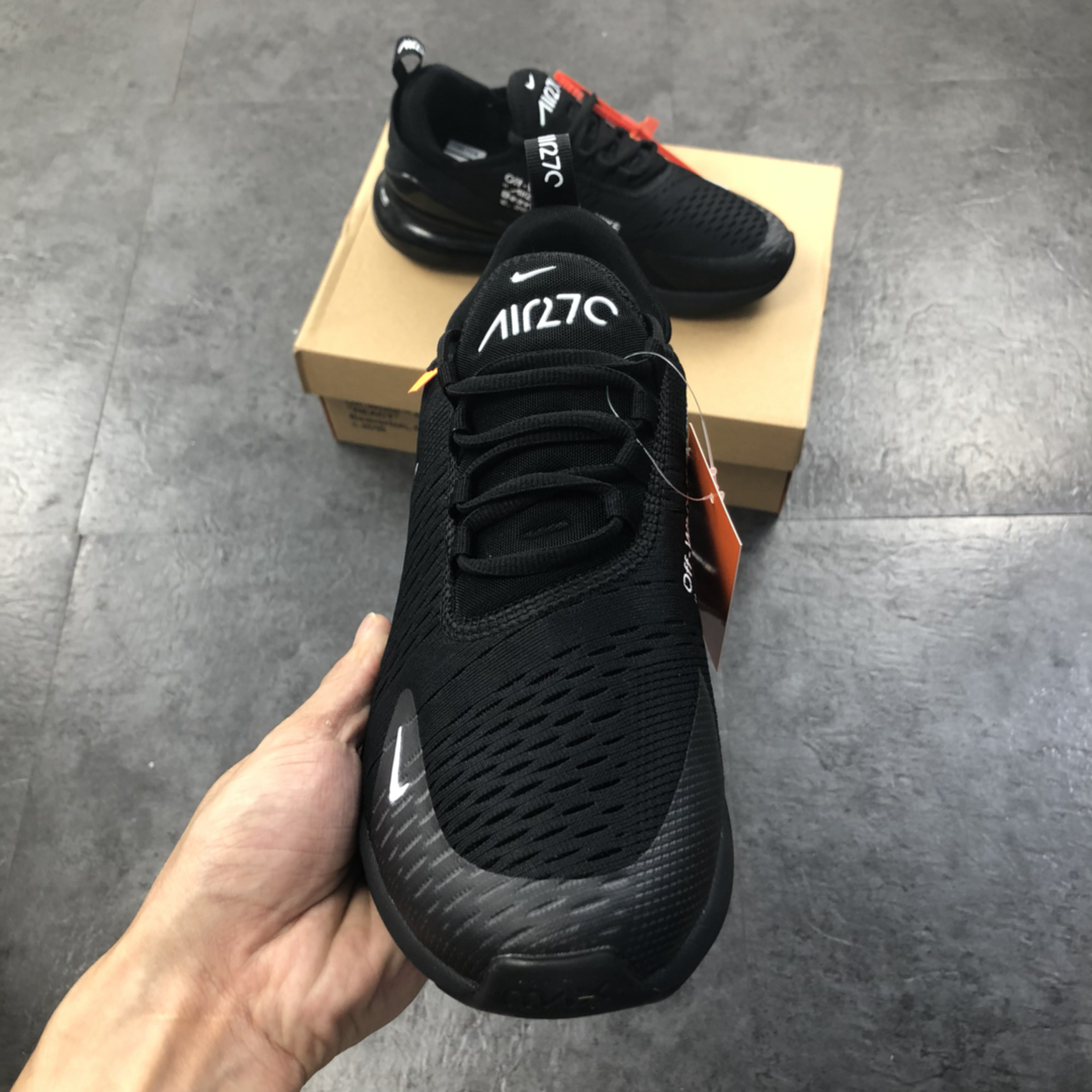 160公司级 virgil abloh设计师品牌Off white x Nike Air Max 270系列后跟半掌气垫慢跑鞋  AH8050-010