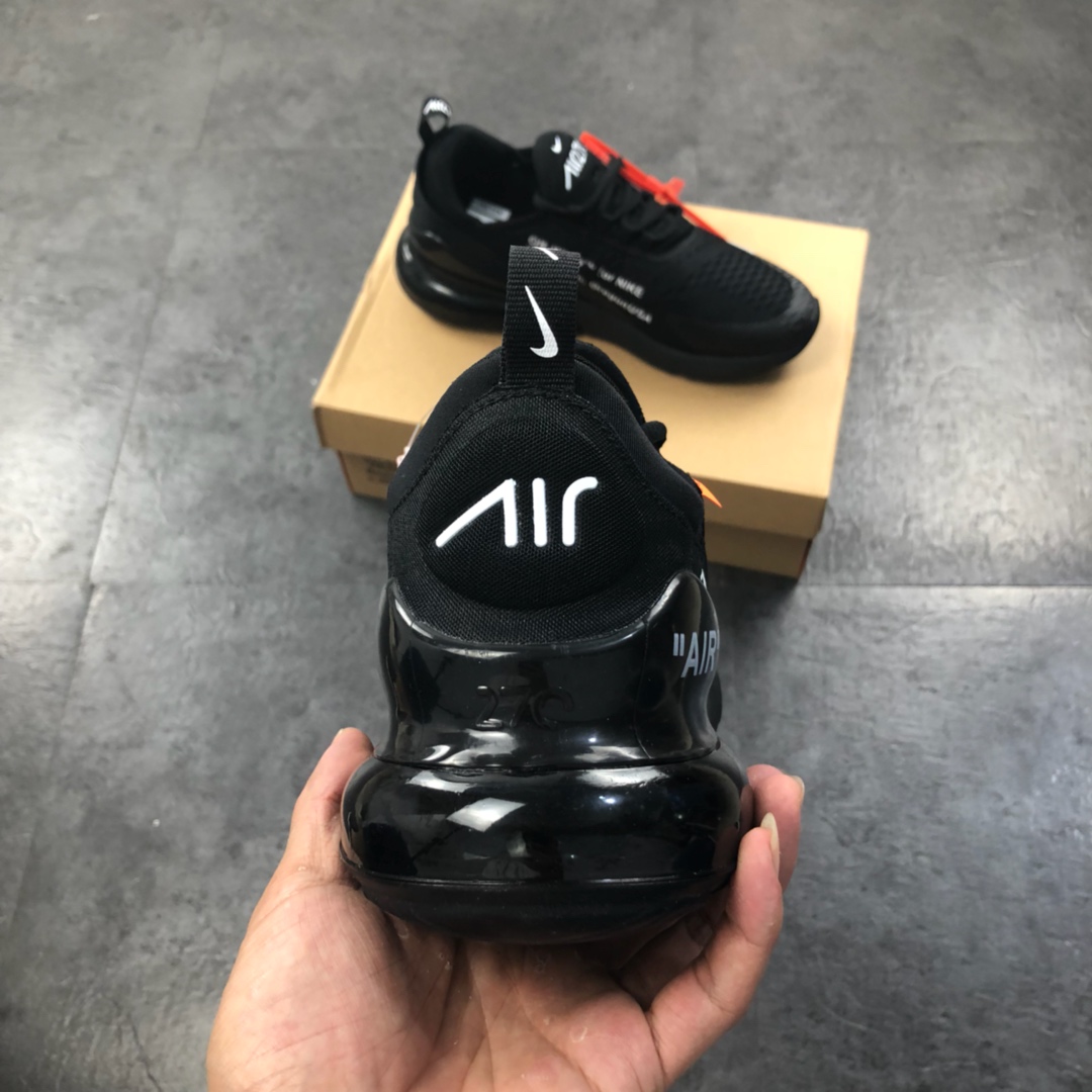 160公司级 virgil abloh设计师品牌Off white x Nike Air Max 270系列后跟半掌气垫慢跑鞋  AH8050-010
