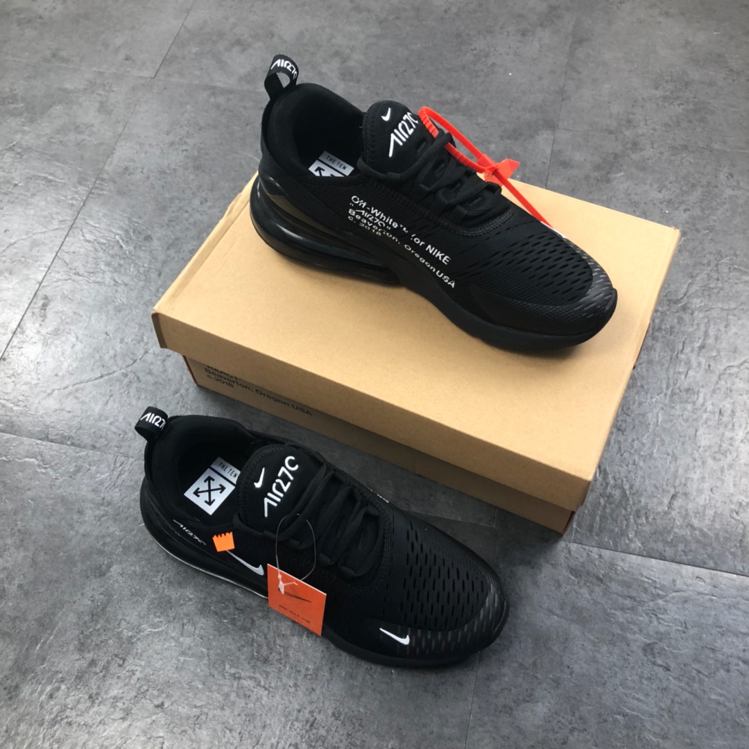 160公司级 virgil abloh设计师品牌Off white x Nike Air Max 270系列后跟半掌气垫慢跑鞋  AH8050-010