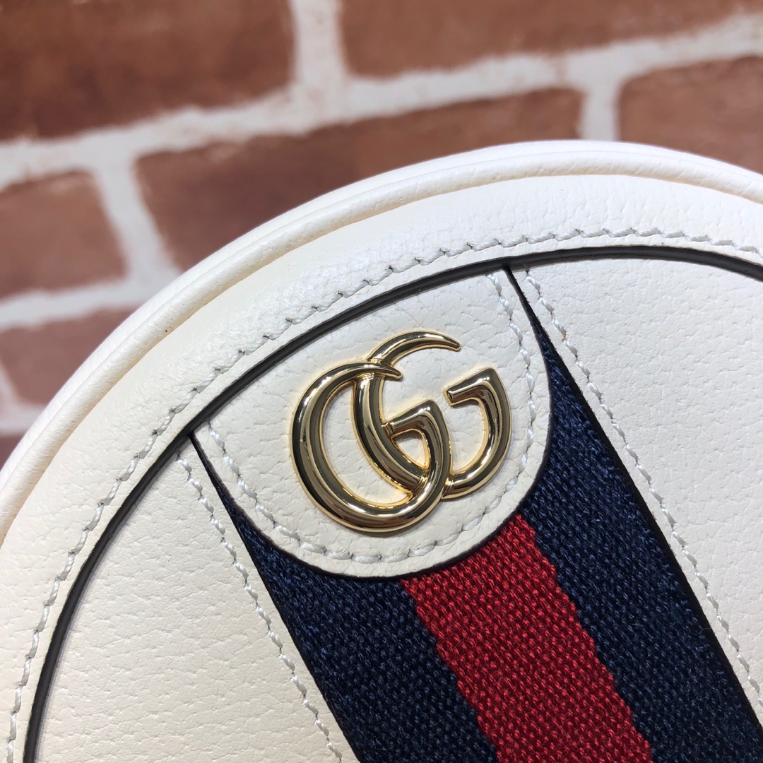 GUCCI古驰红绿条纹皮革圆饼包574841