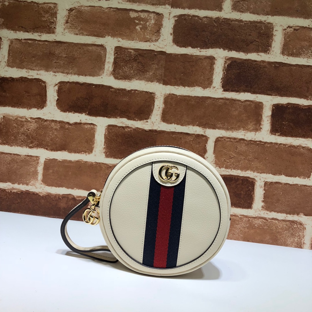 GUCCI古驰红绿条纹皮革圆饼包574841